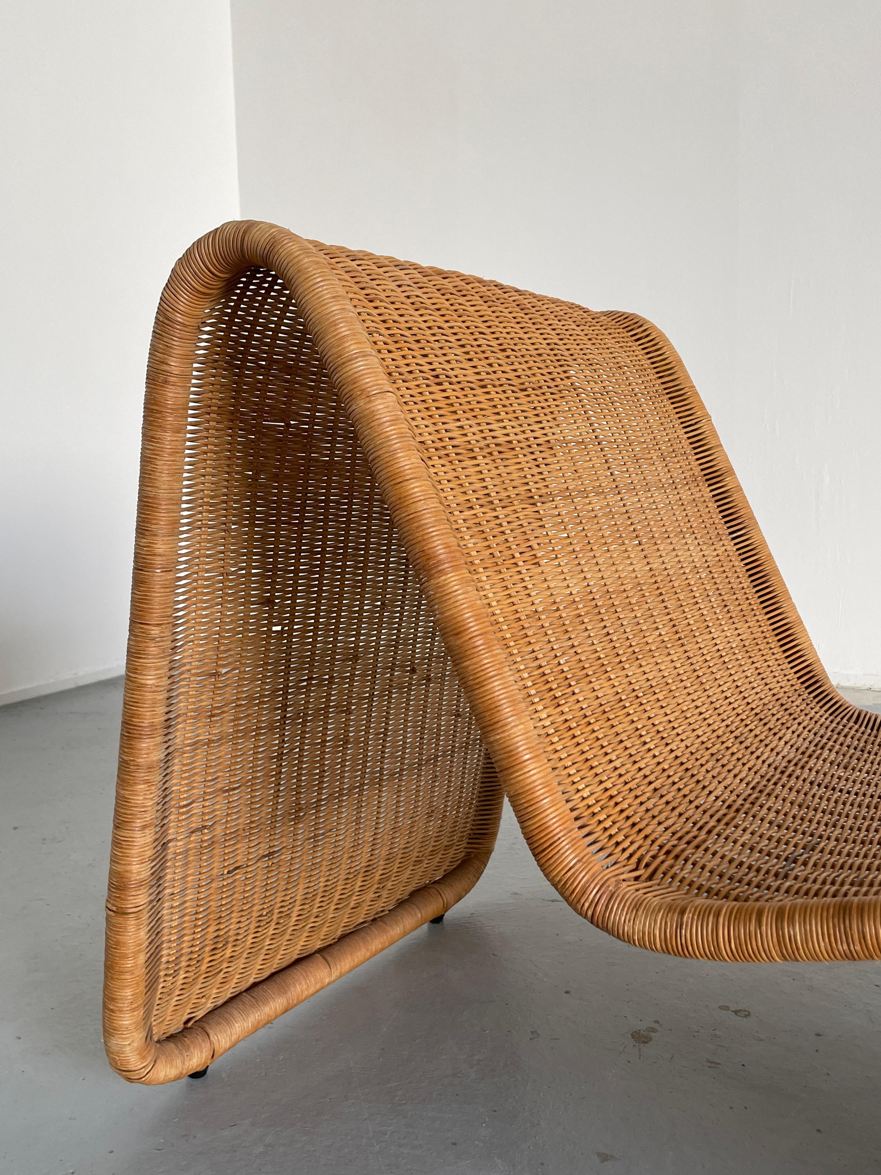 Metal Vintage Ikea 'Hestra' Wicker Lounge Chair after P3 Chair by Tito Agnoli, 1980s 