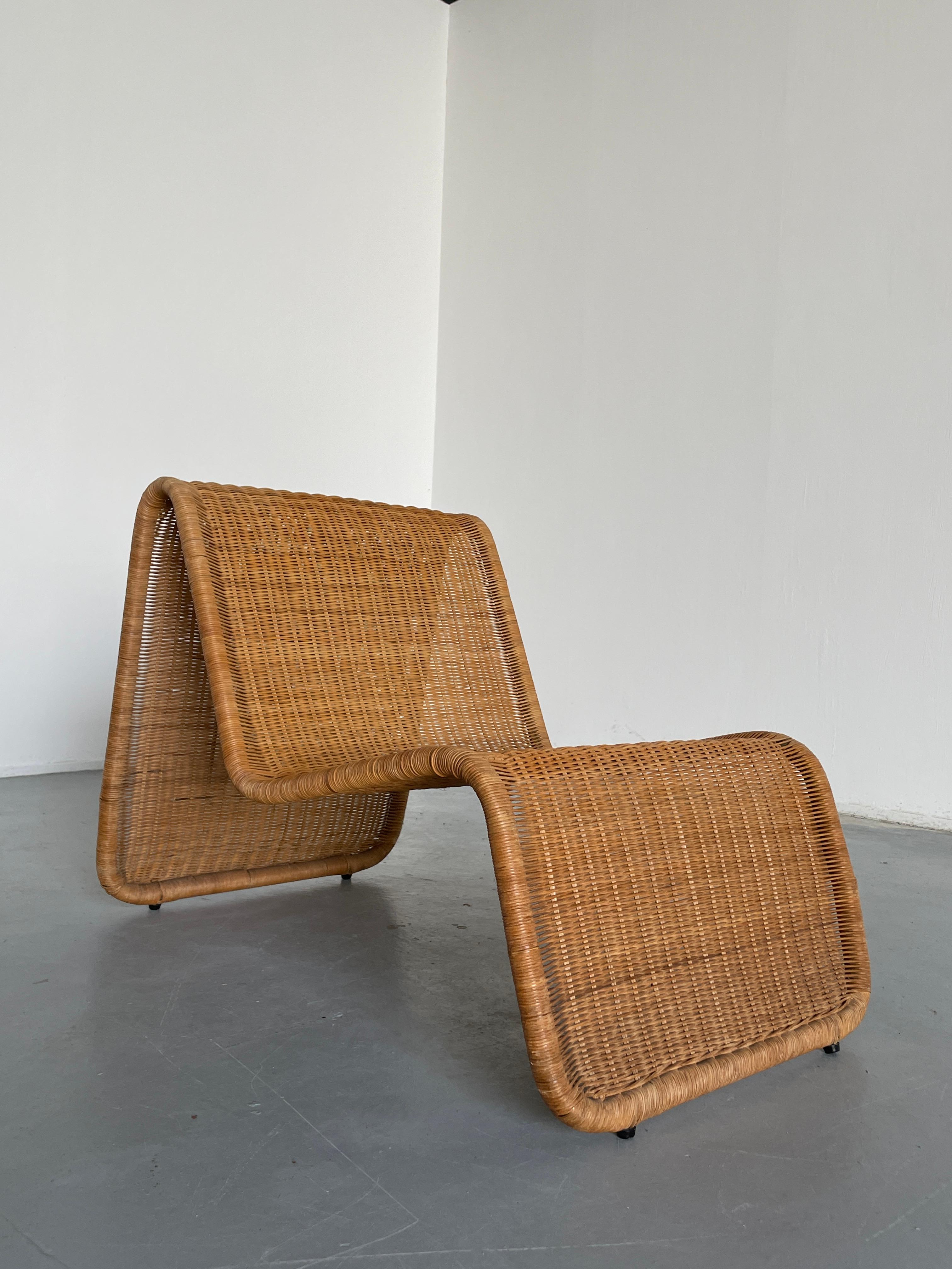 Swedish Vintage Ikea 'Hestra' Wicker Lounge Chair after P3 Chair by Tito Agnoli, 1980s 