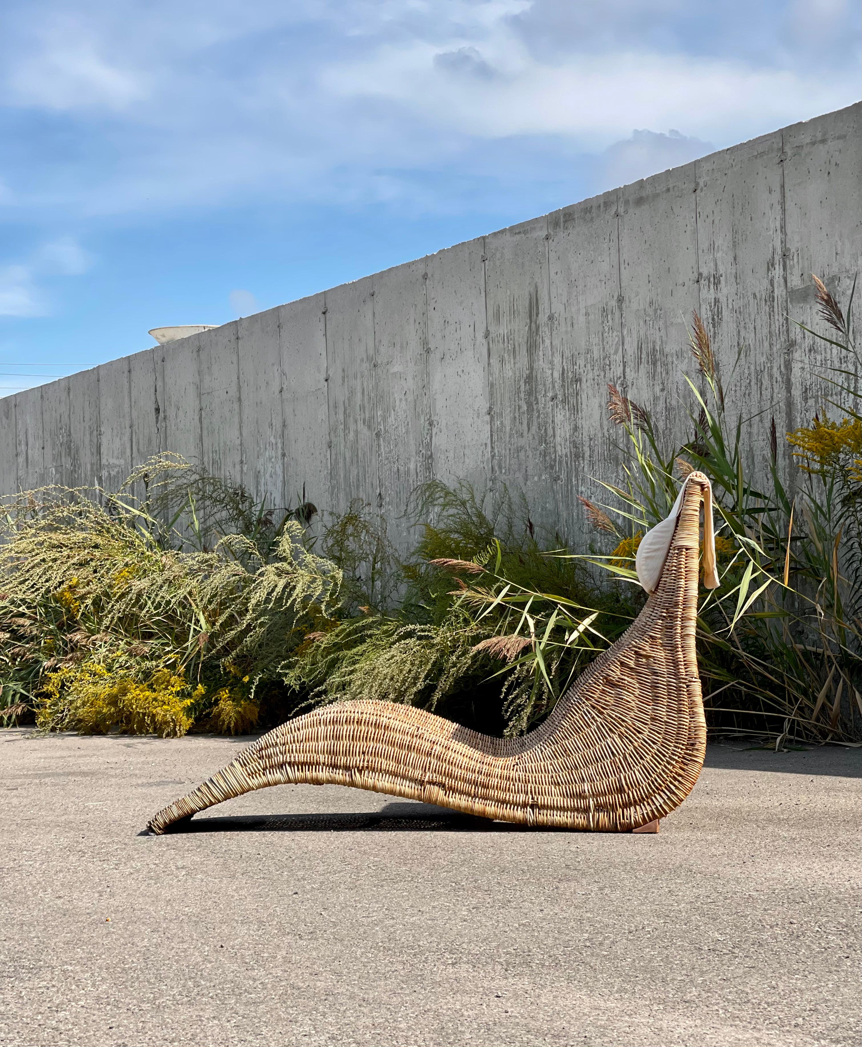 Late 20th Century Vintage IKEA Karlskorna Rattan Lounger For Sale