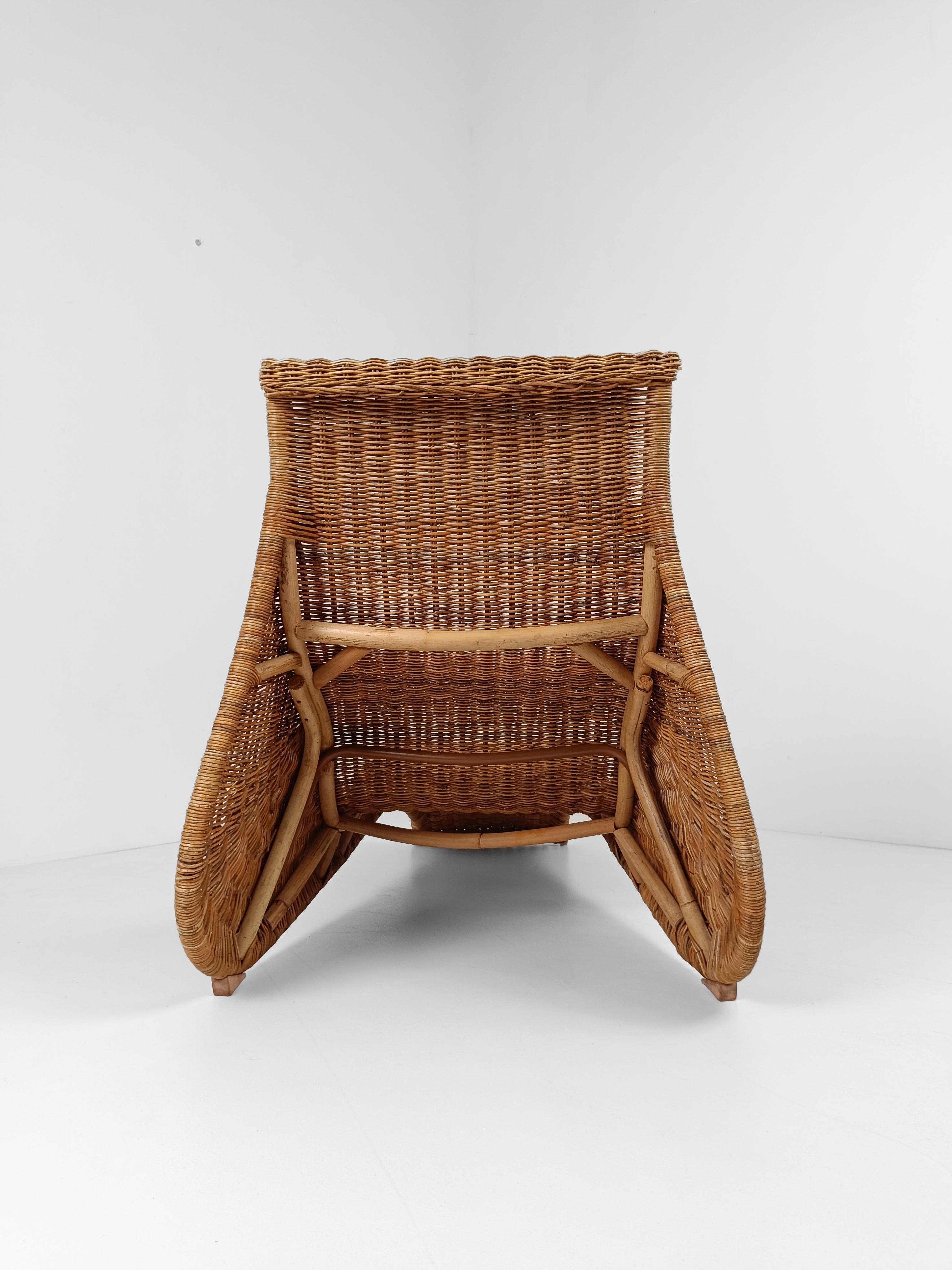 Vintage IKEA Karlskrona Wicker Chaise Longue by Carl Öjerstam, 1990s For Sale 8