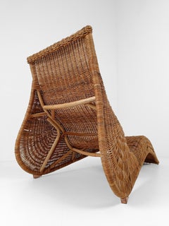 Vintage IKEA Karlskrona Wicker Chaise Longue by Carl Öjerstam, 1990s