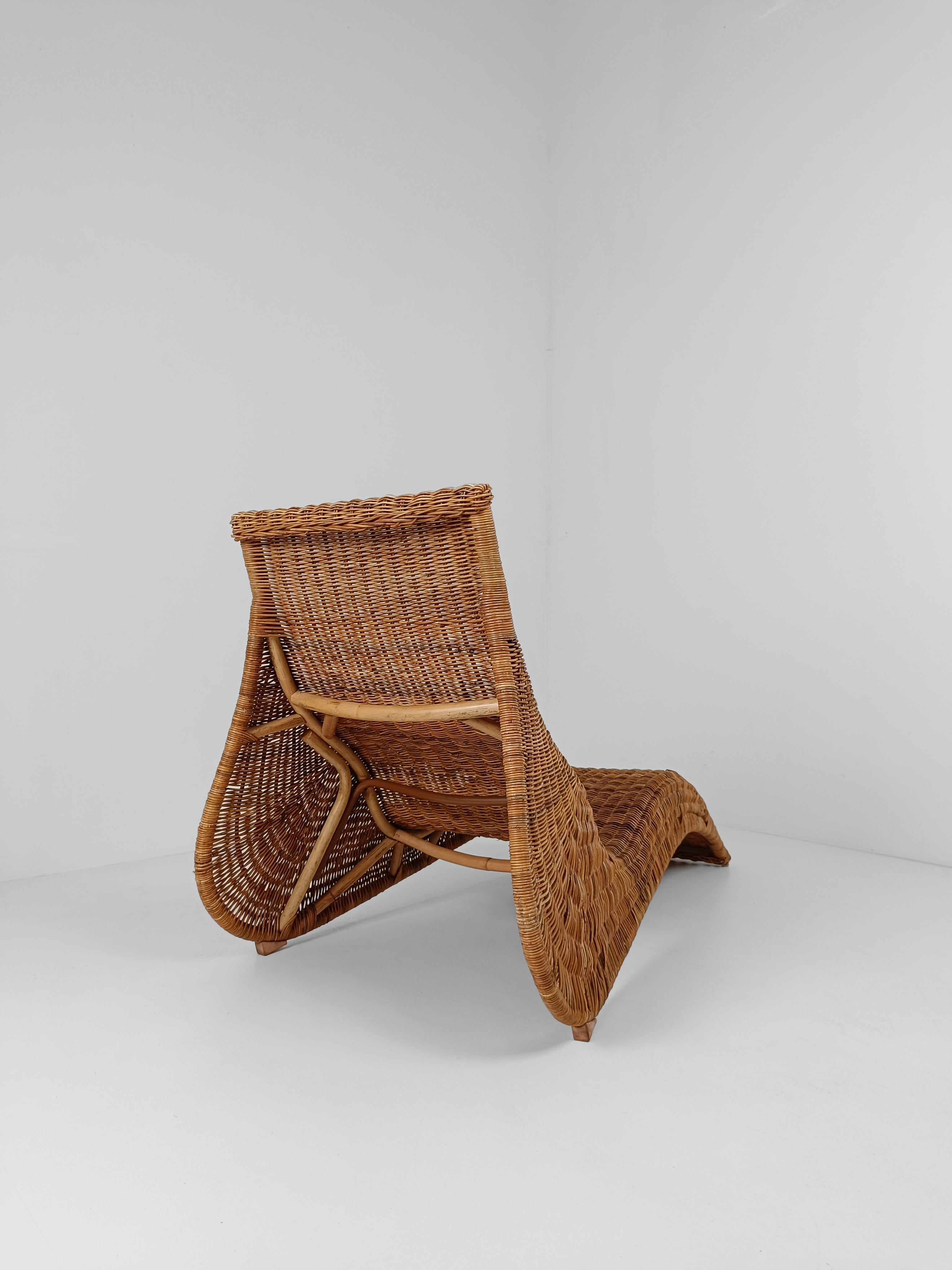 Mid-Century Modern Vintage IKEA Karlskrona Wicker Chaise Longue by Carl Öjerstam, 1990s For Sale