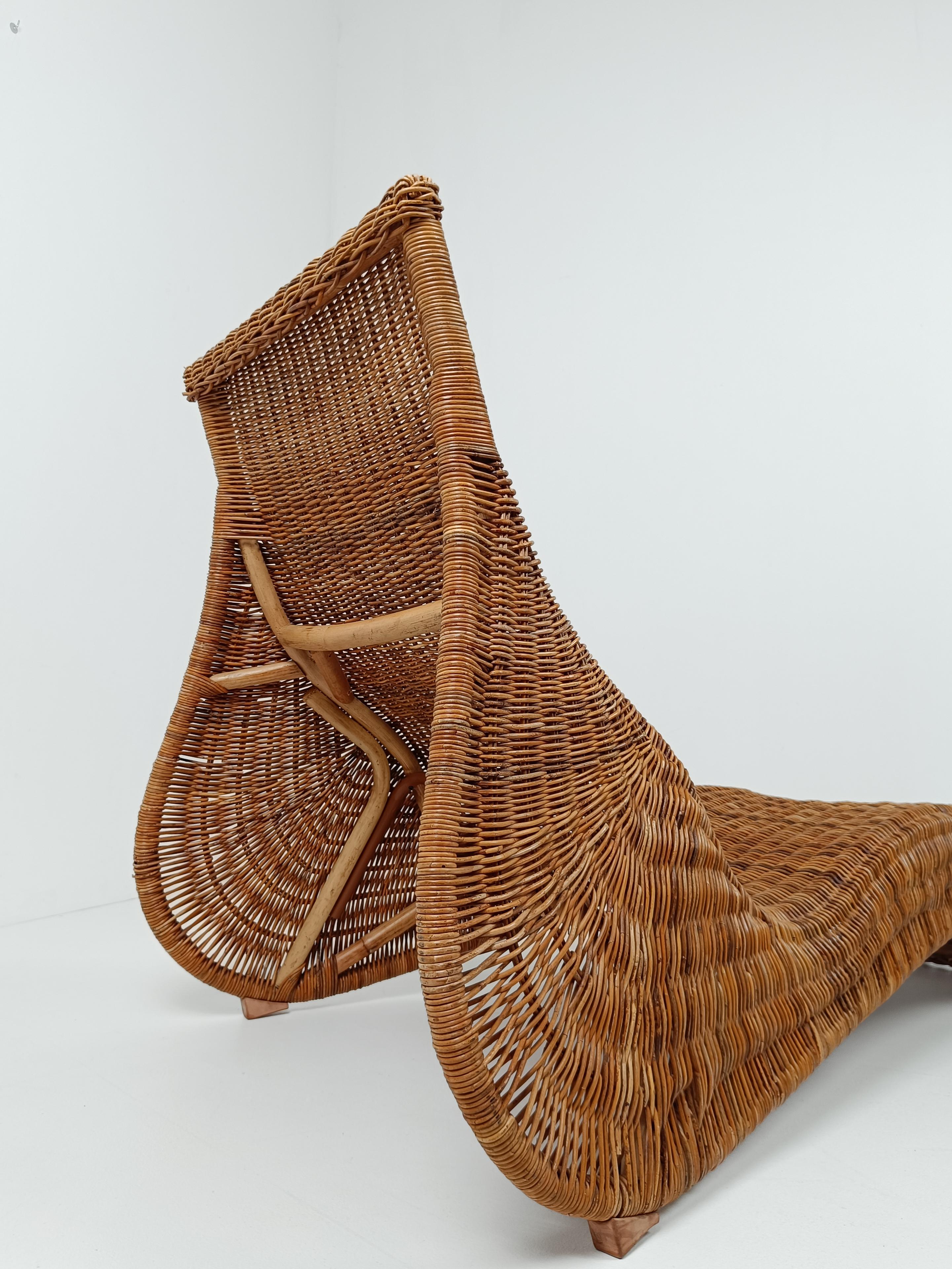 Late 20th Century Vintage IKEA Karlskrona Wicker Chaise Longue by Carl Öjerstam, 1990s For Sale