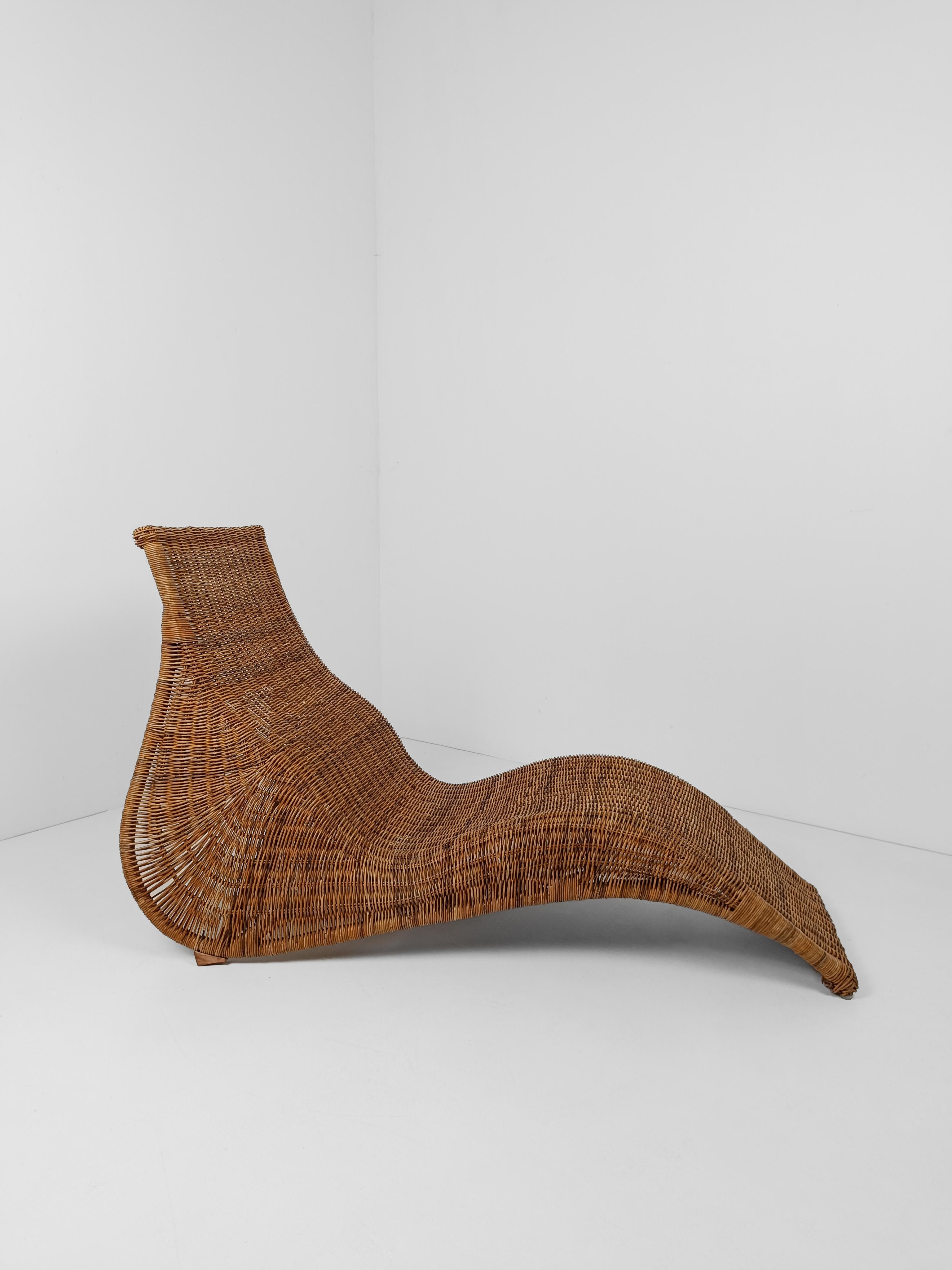 Vintage IKEA Karlskrona Wicker Chaise Longue by Carl Öjerstam, 1990s For Sale 2