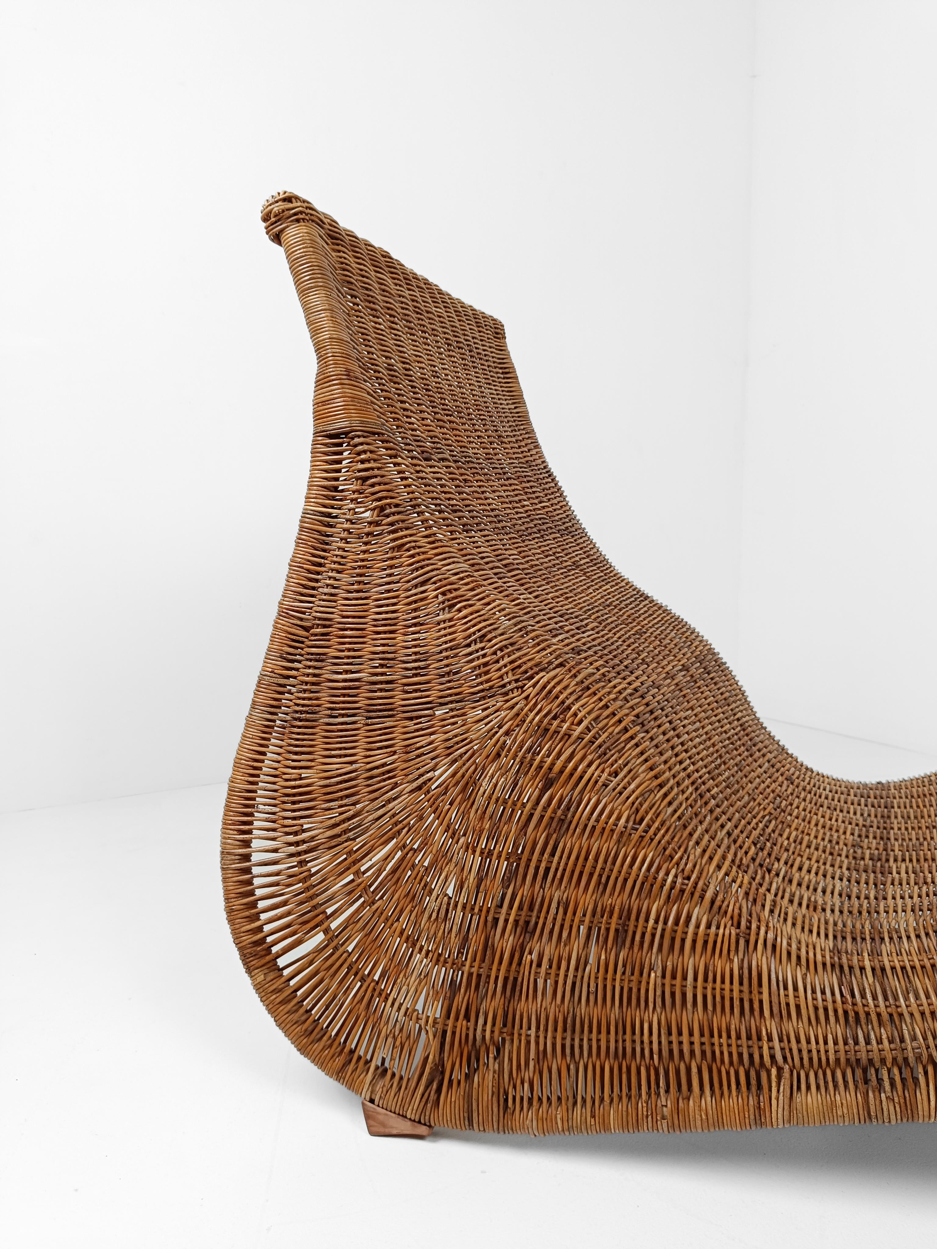 Vintage IKEA Karlskrona Wicker Chaise Longue by Carl Öjerstam, 1990s For Sale 3