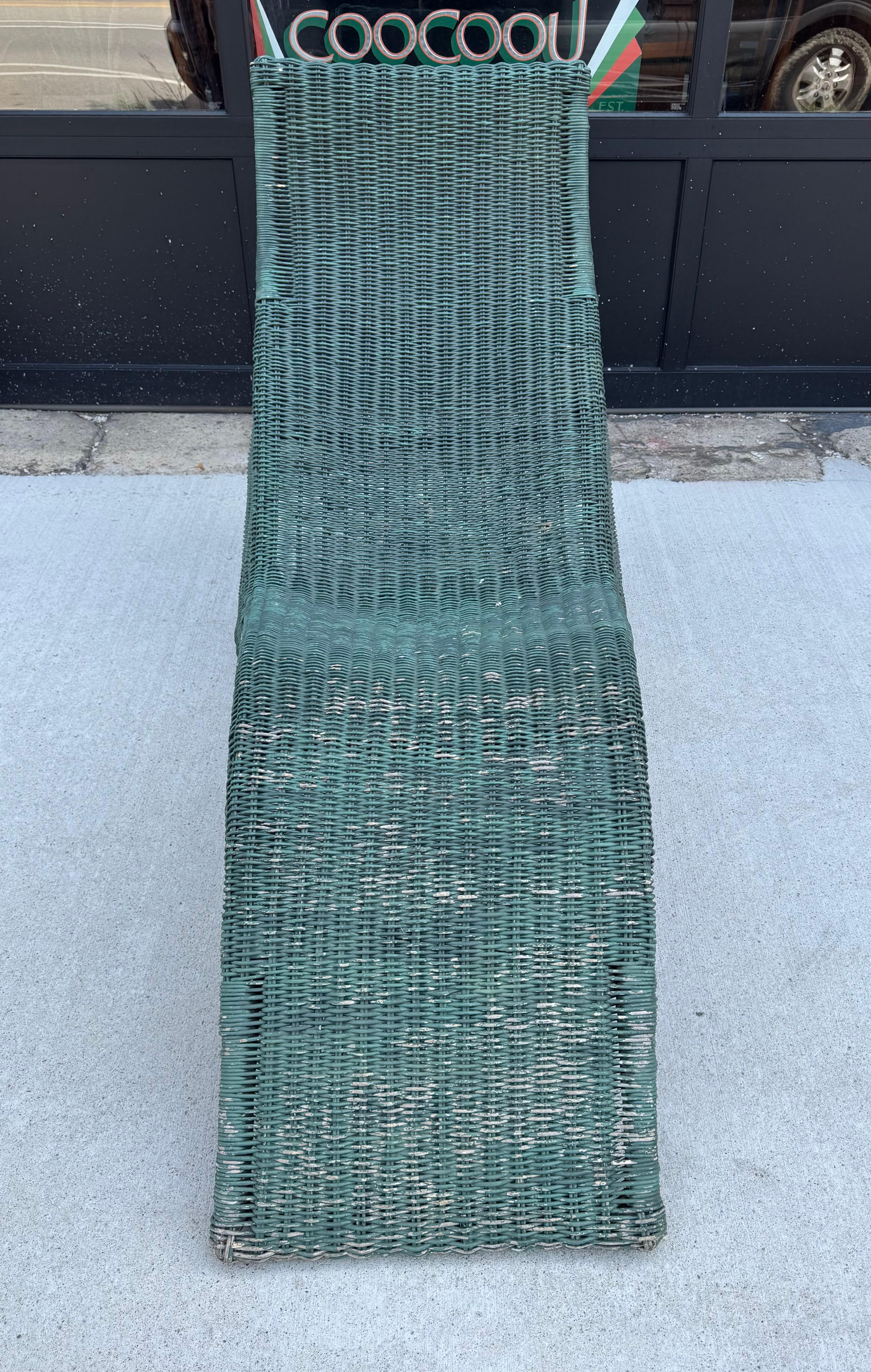 Vintage IKEA Karlskrona Geflecht Chaise Longue von Carl Öjerstam, Schweden (Gemalt) im Angebot