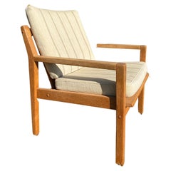Vintage Ikea Lounge Chair in Oak with the Original Stribed Wool, 1970s