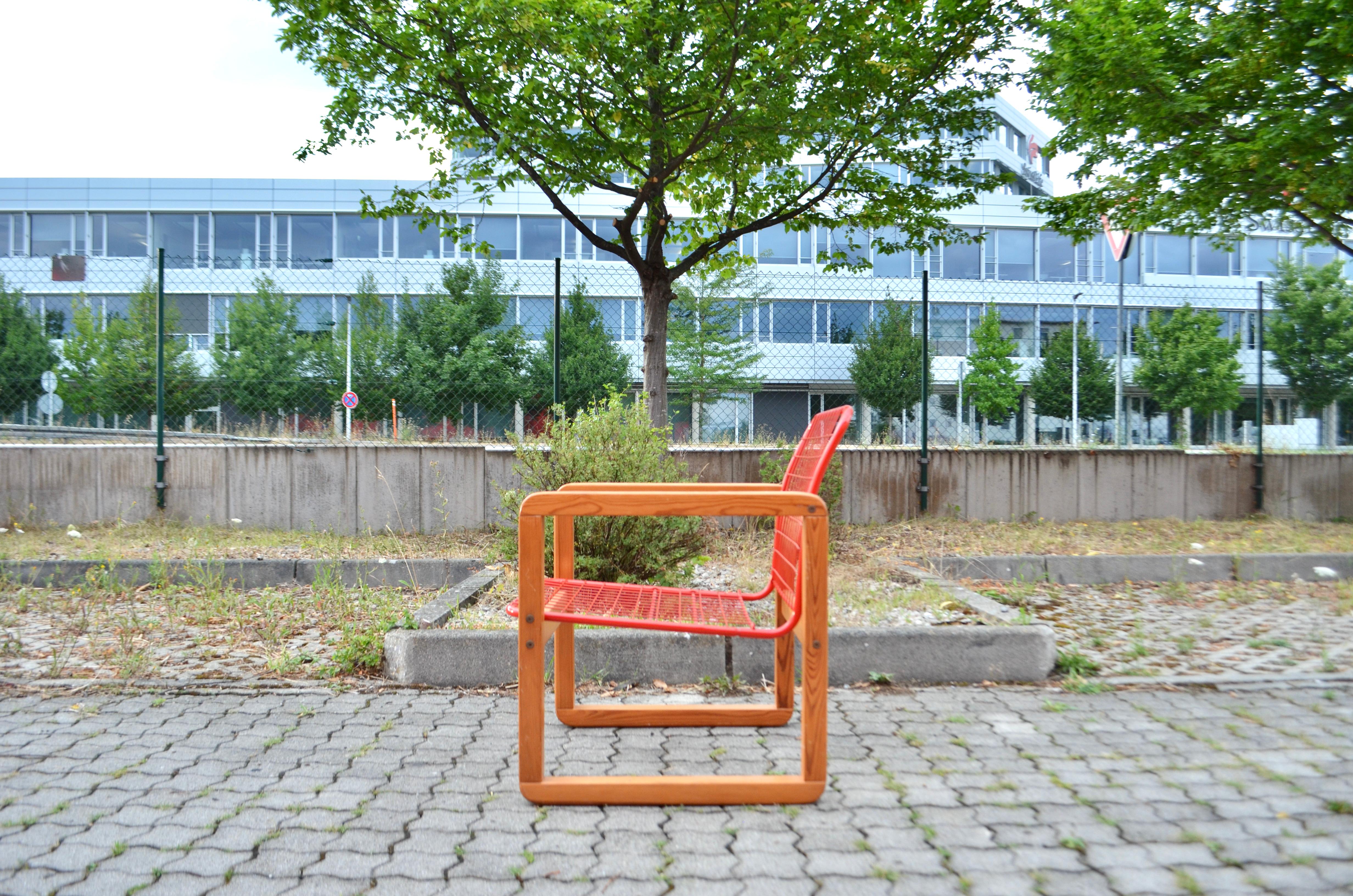 Late 20th Century Vintage Ikea 1982 Model Sälen by Knut & Marianne Hagberg Pine Lounge Arm Chair For Sale