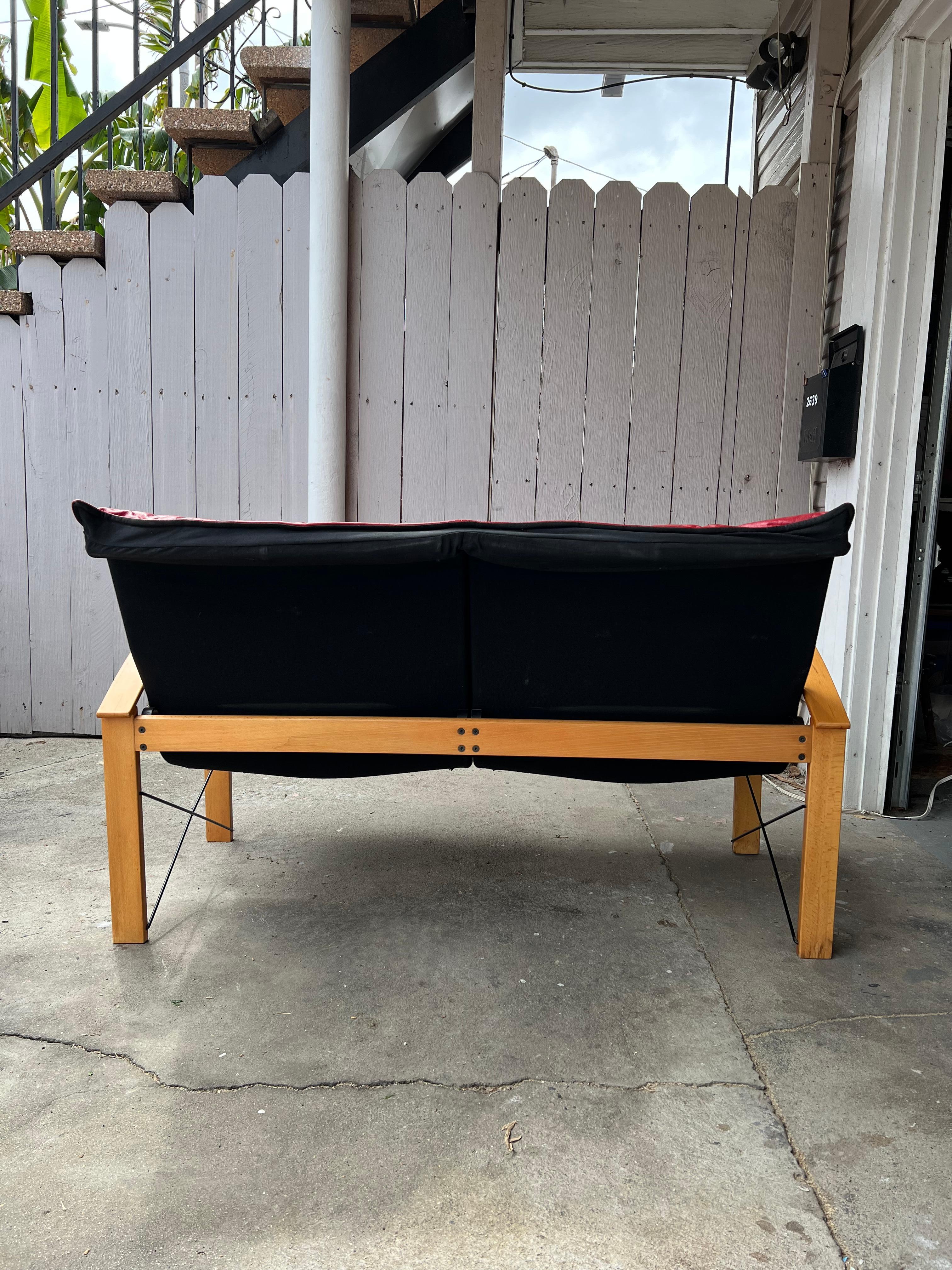 Metal Vintage IKEA Polhem Leather and Bentwood Loveseat