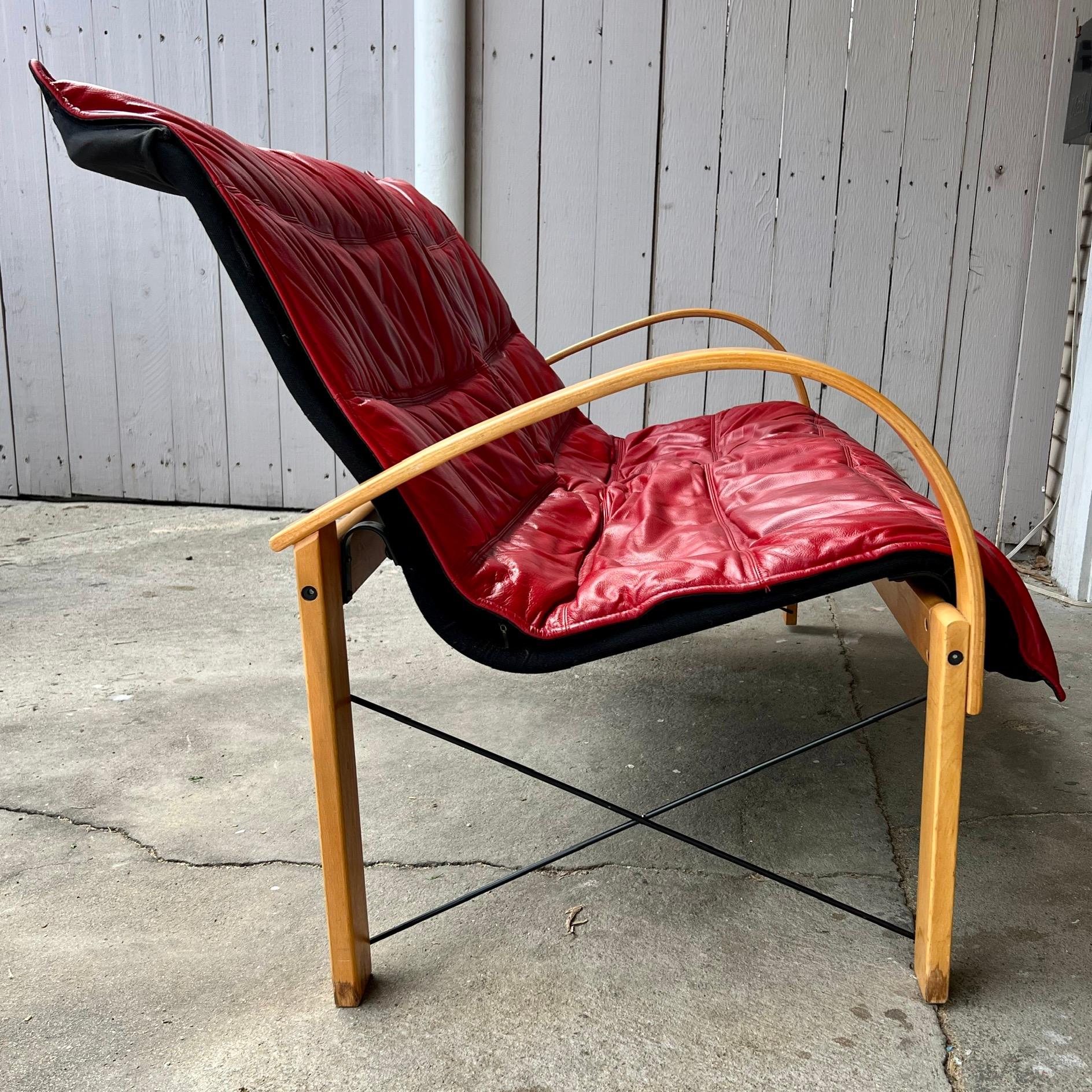 Vintage IKEA Polhem Leather and Bentwood Loveseat 1