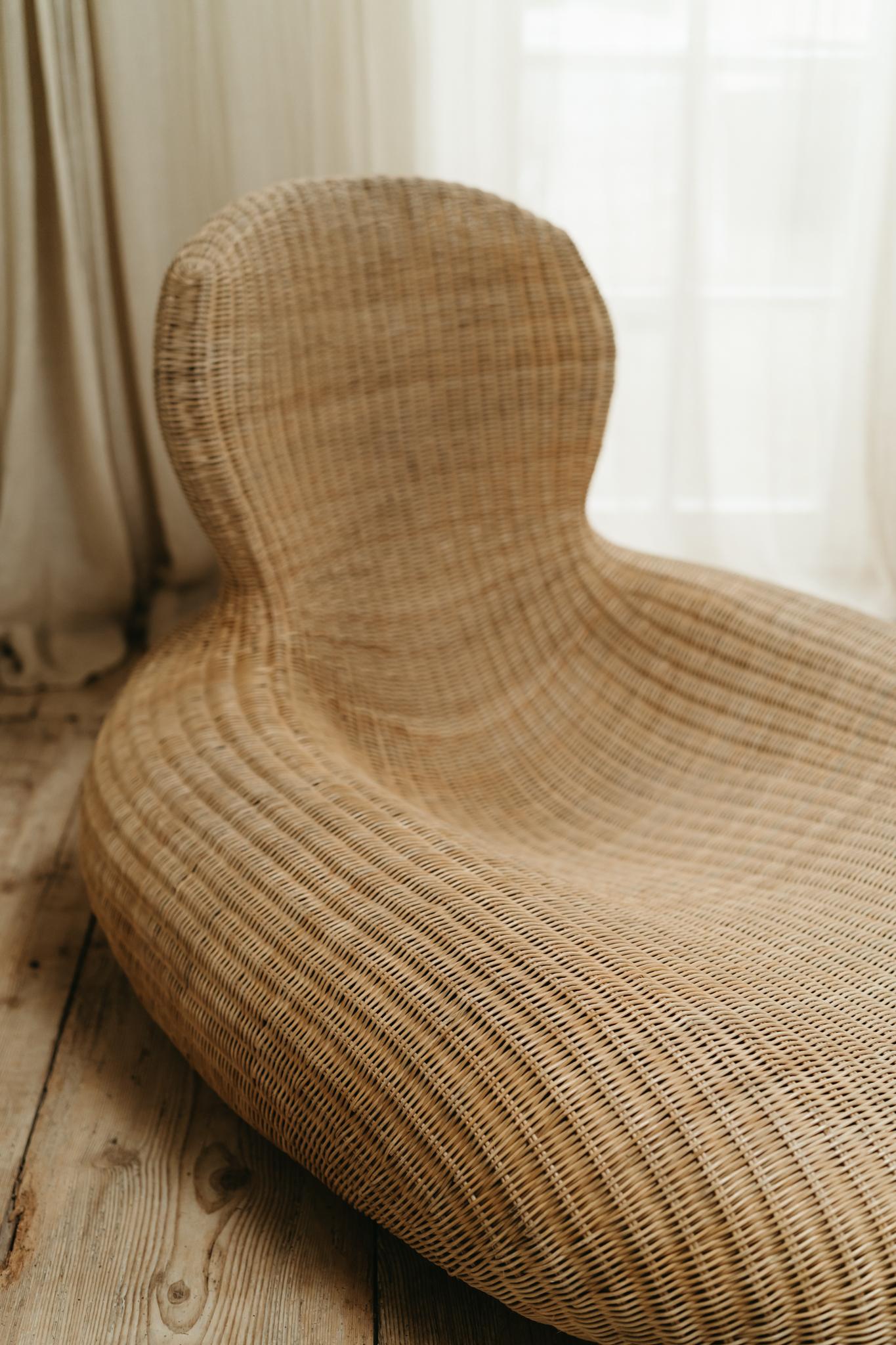 Rattan vintage Ikea rattan lounge chair For Sale