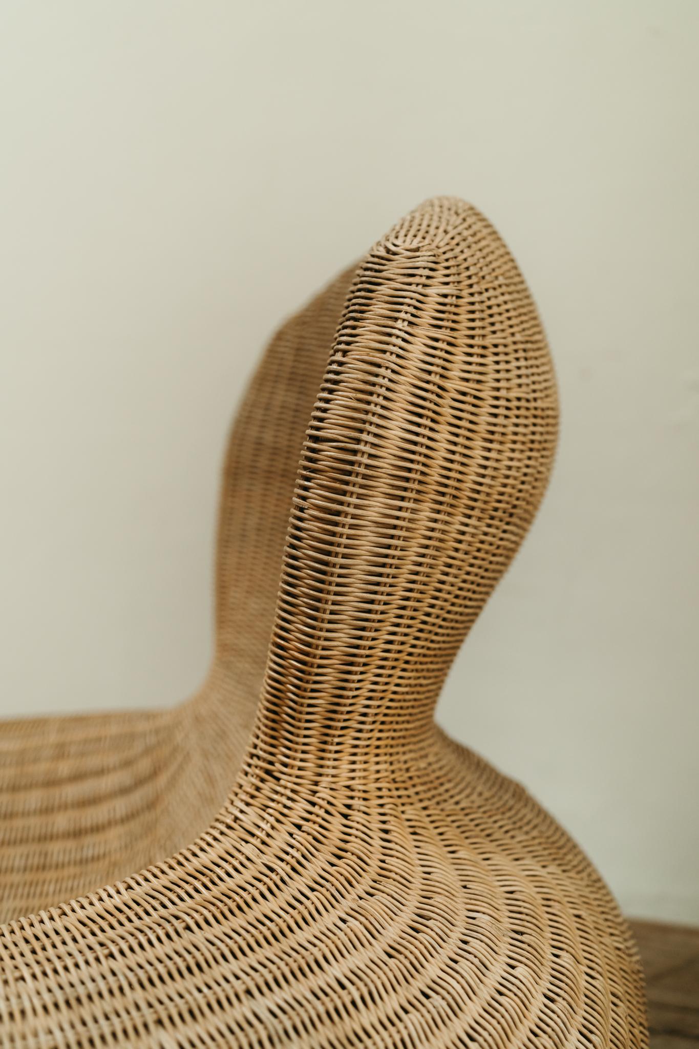 vintage Ikea rattan lounge chair For Sale 1