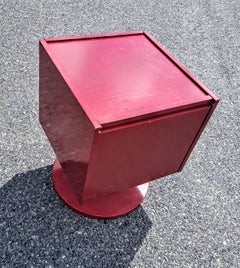 Vintage Ikea Red Borlunda Cube Side/End Table with Storage