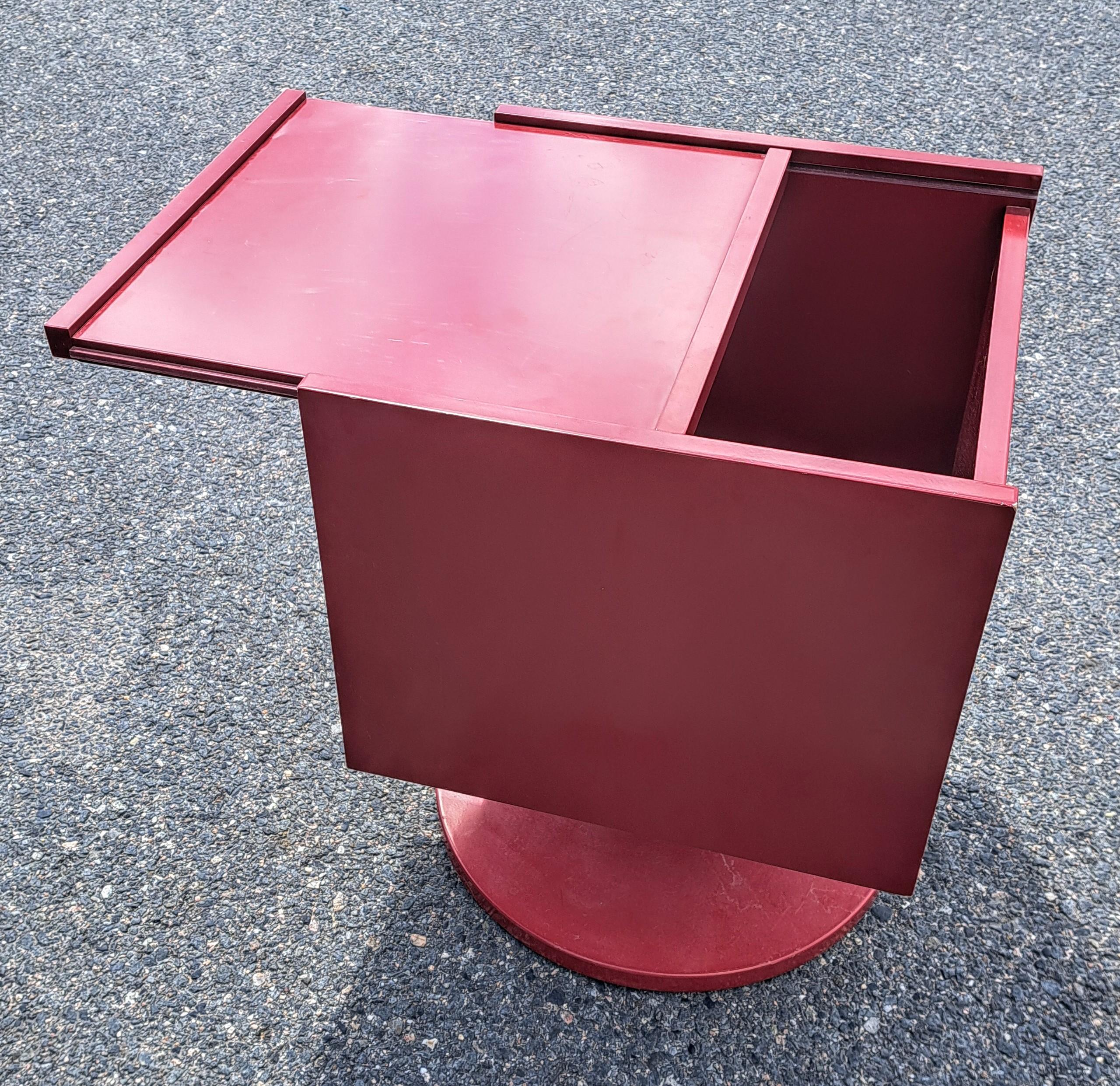 Post-Modern Vintage Ikea Red Borlunda Cube Side/End Table with Storage For Sale