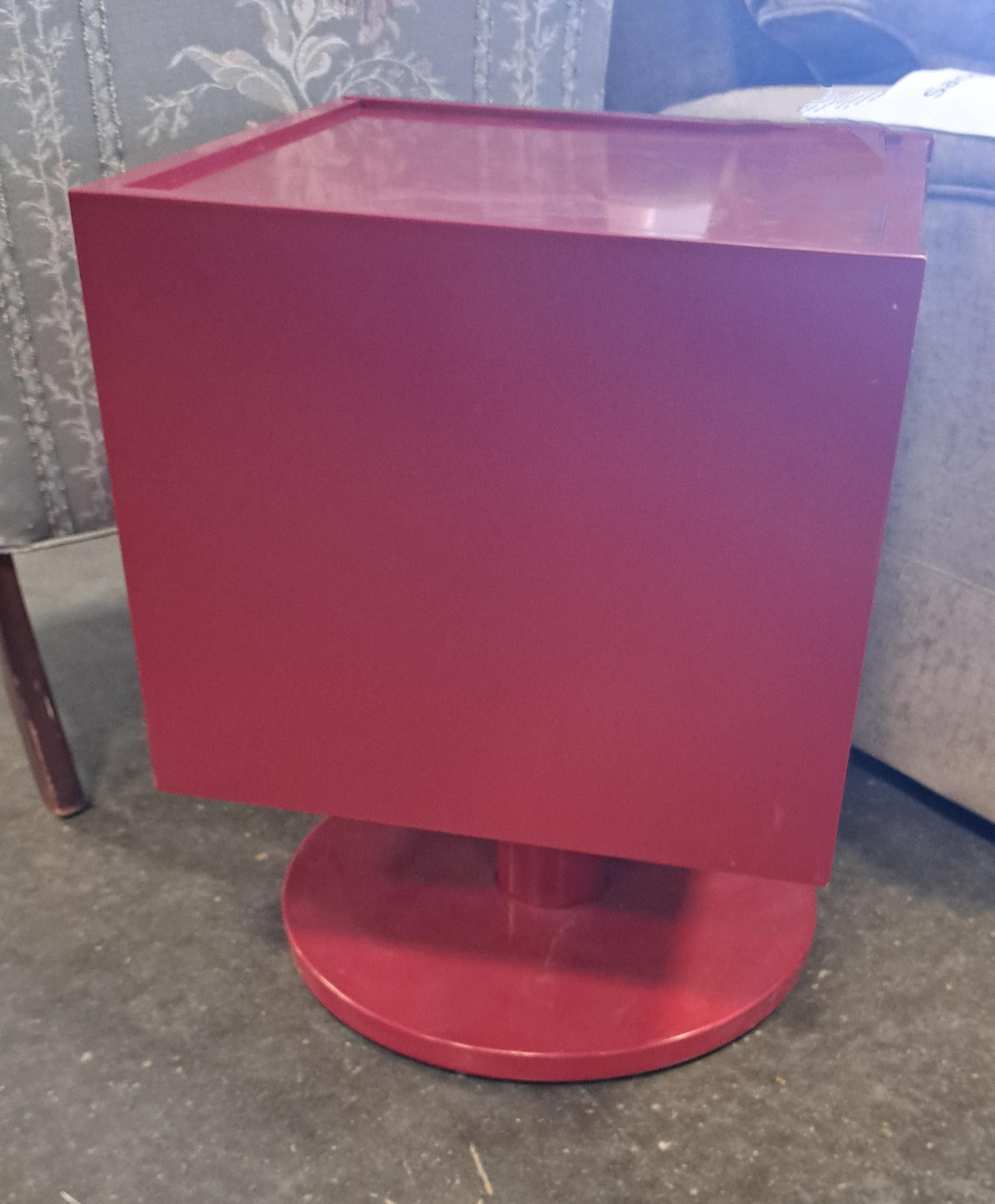 Danish Vintage Ikea Red Borlunda Cube Side/End Table with Storage For Sale