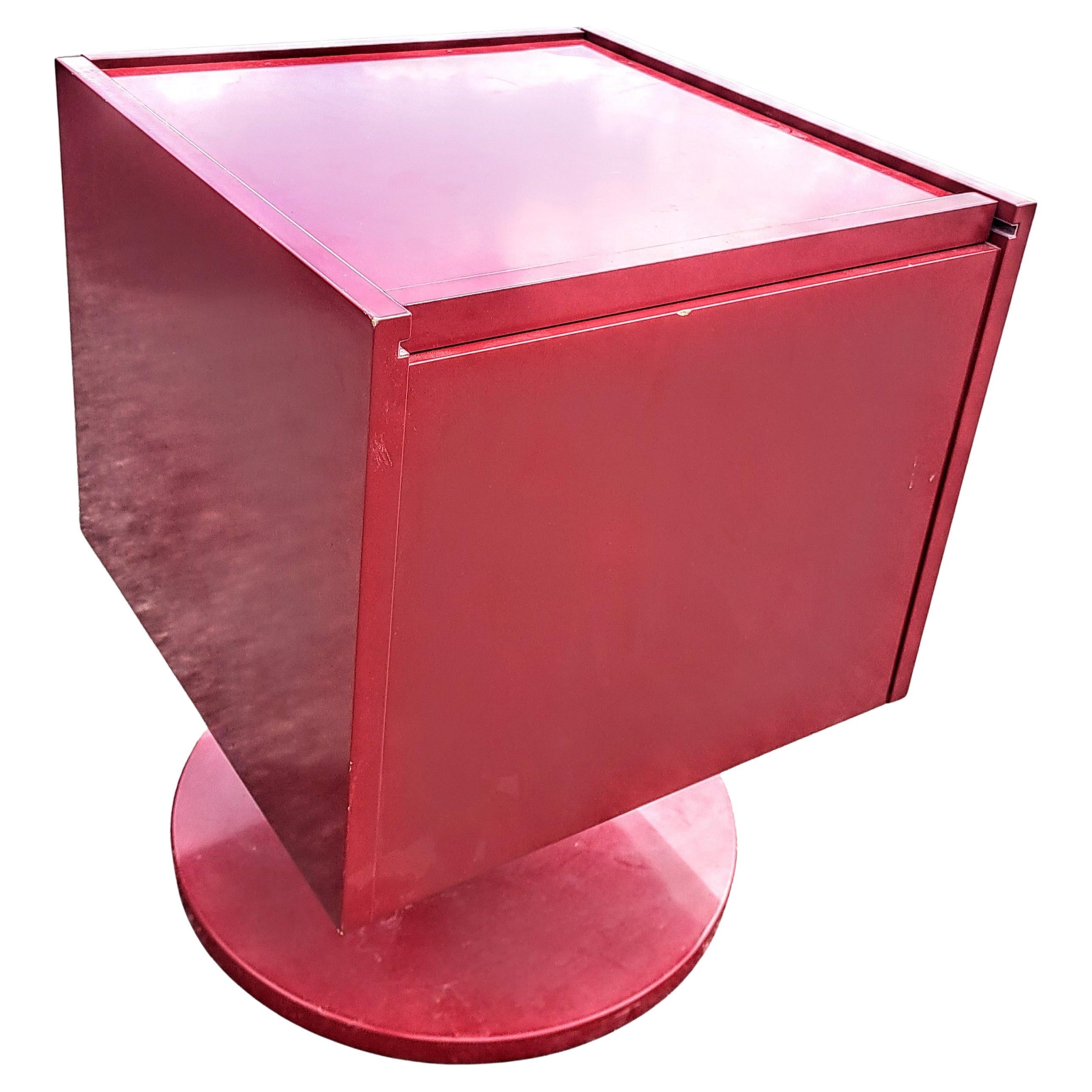 Vintage Ikea Red Borlunda Cube Side/End Table with Storage