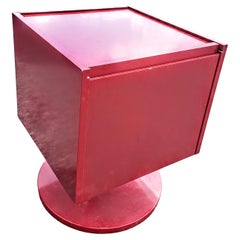 Vintage Ikea Red Borlunda Cube Side/End Table with Storage