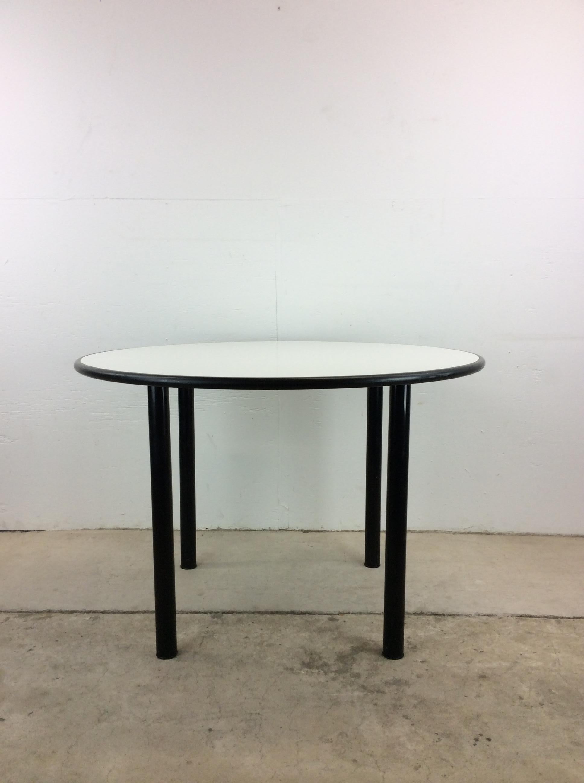 Vintage IKEA Round Black & White Dining Table with Removable Legs For Sale 2