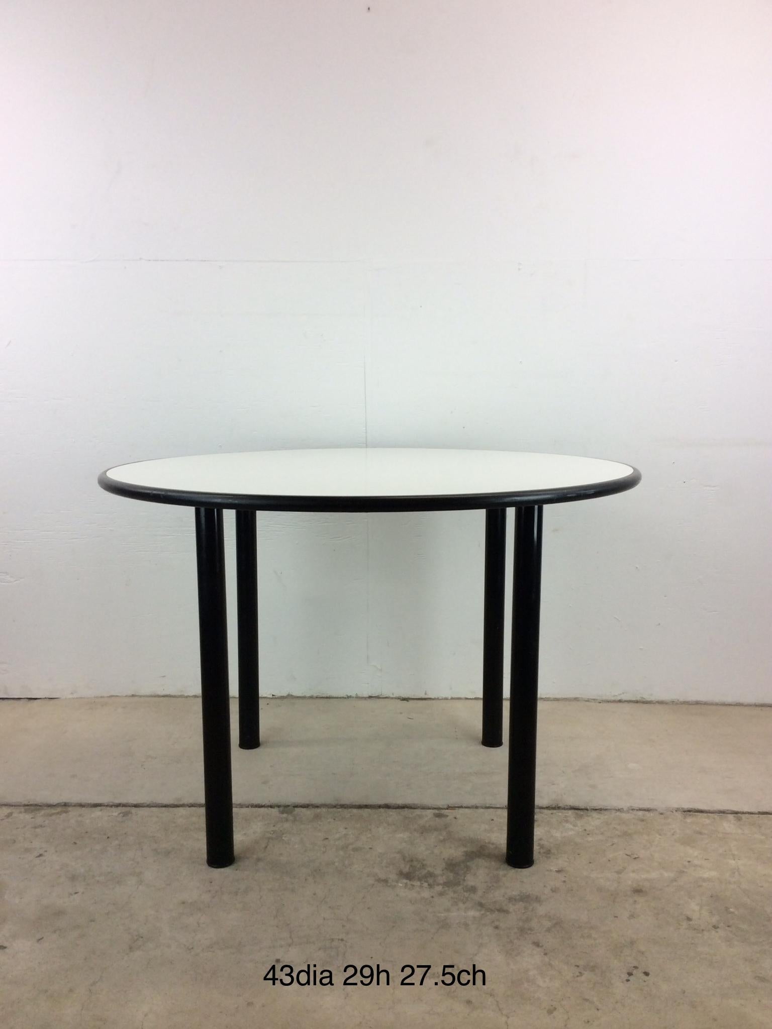 Vintage IKEA Round Black & White Dining Table with Removable Legs For Sale 3