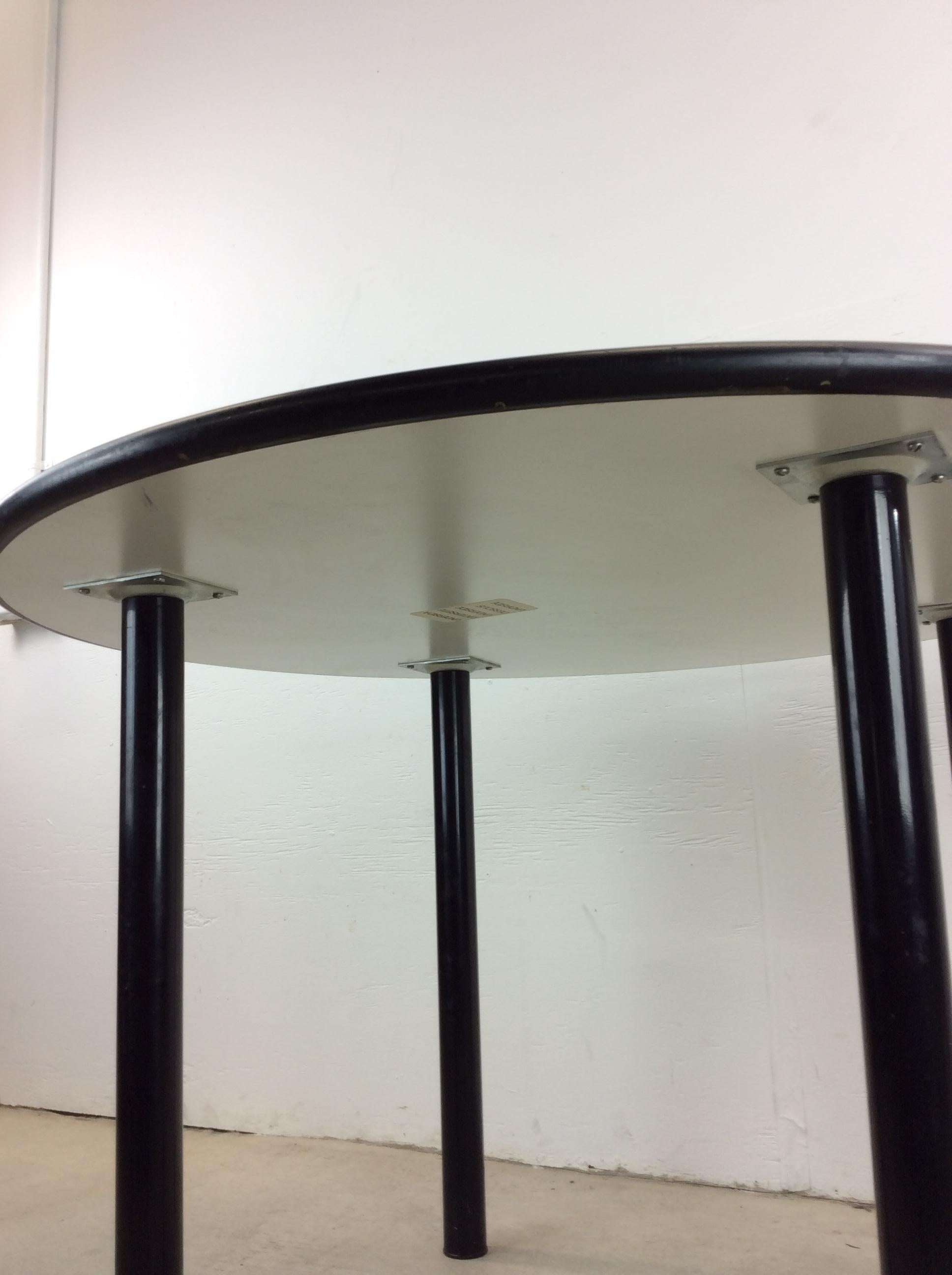 20th Century Vintage IKEA Round Black & White Dining Table with Removable Legs For Sale