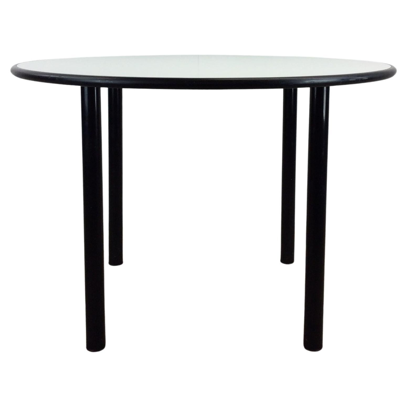 Vintage IKEA Round Black & White Dining Table with Removable Legs For Sale