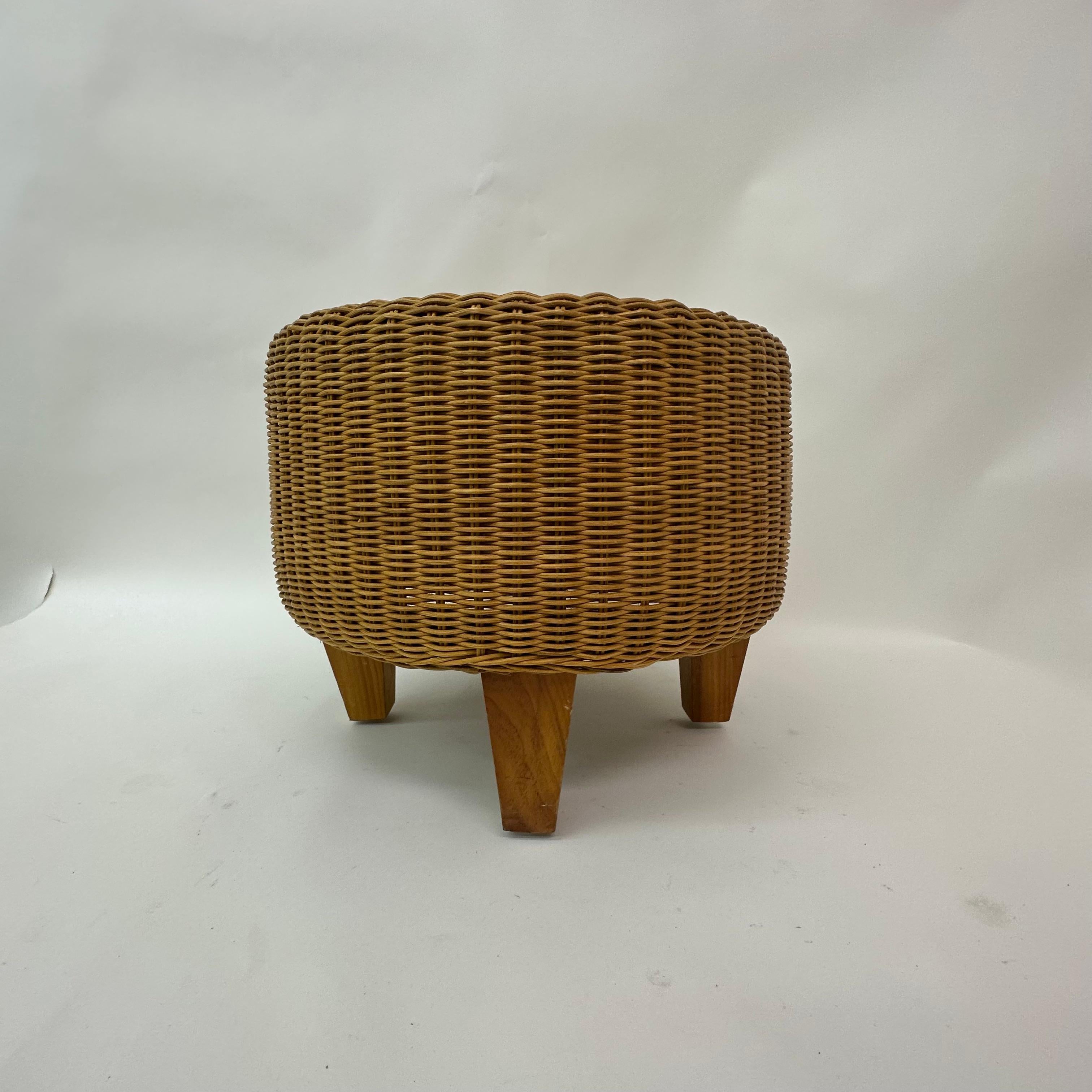 Vintage Ikea Round Wicker Rattan Stool ottoman  5