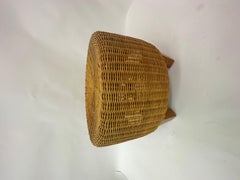 Vintage Ikea Round Wicker Rattan Stool ottoman