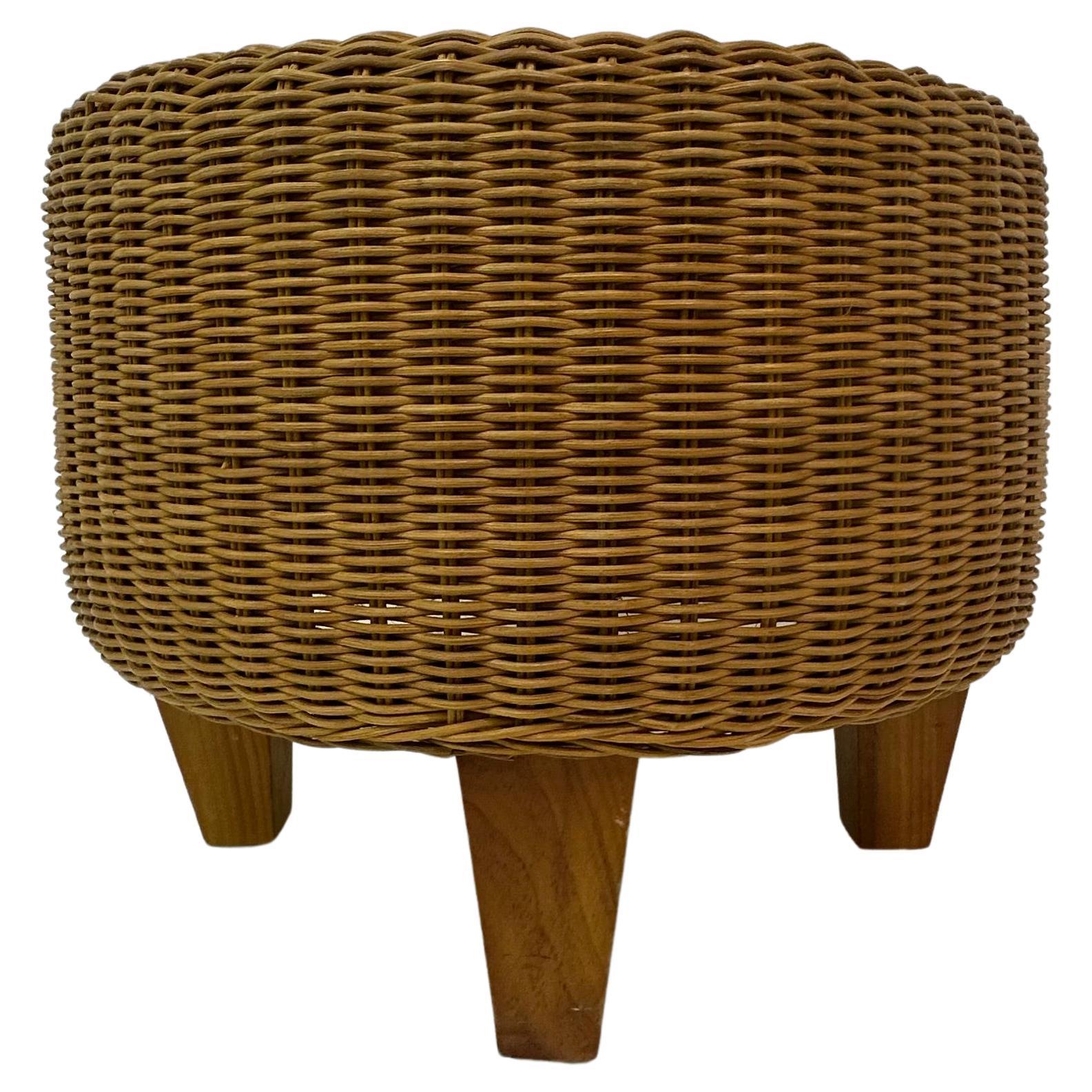 Vintage Ikea Round Wicker Rattan Stool ottoman For Sale at 1stDibs | ikea  rattan stool, wicker ottoman ikea