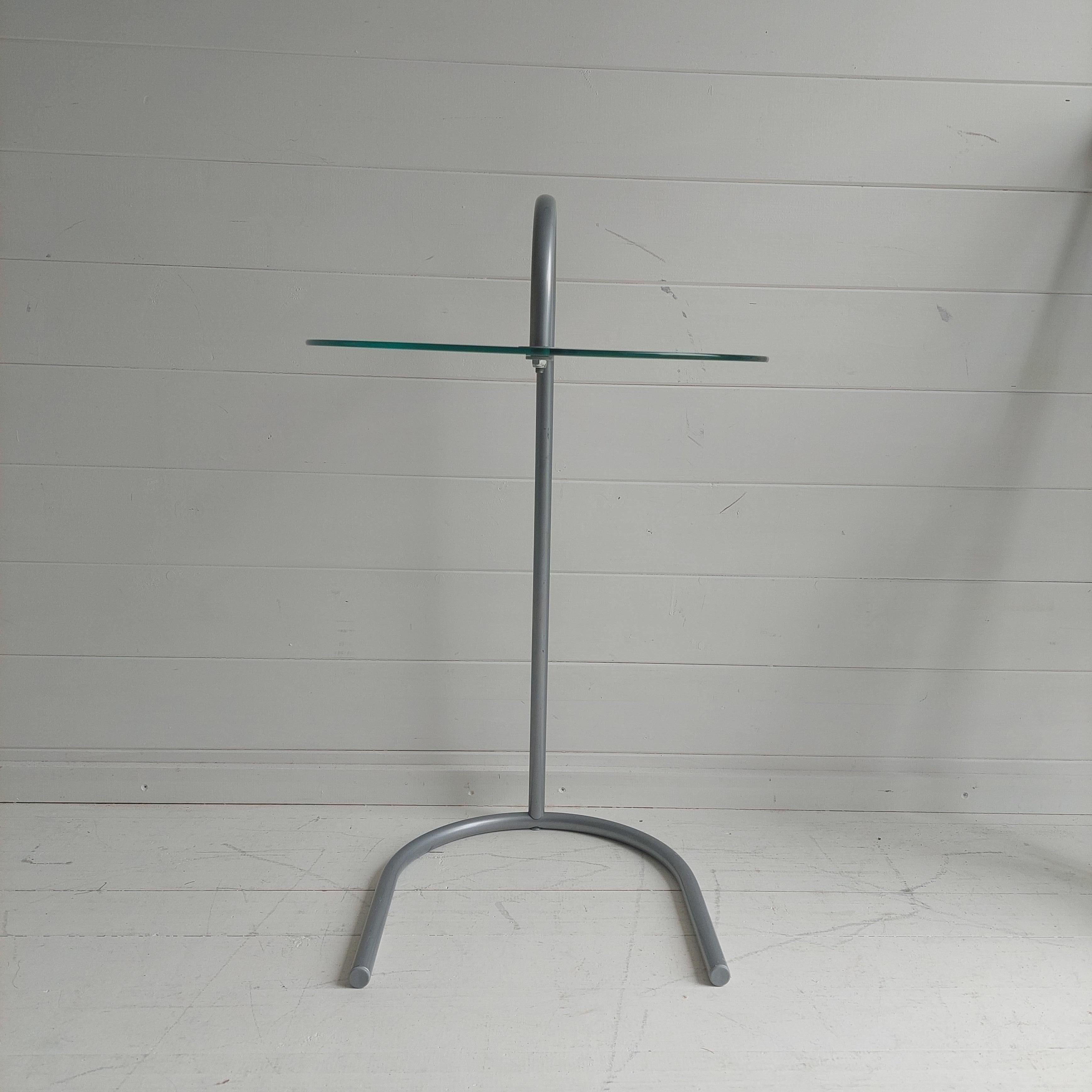 Swedish Vintage Ikea Ry Coffee Side Table Glass Aluminium Light Weight Postmodern, 1980s