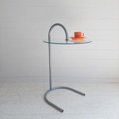 Vintage Ikea Ry Glass and Lightweight Aluminum Side Coffee Table, Postmodern, 19