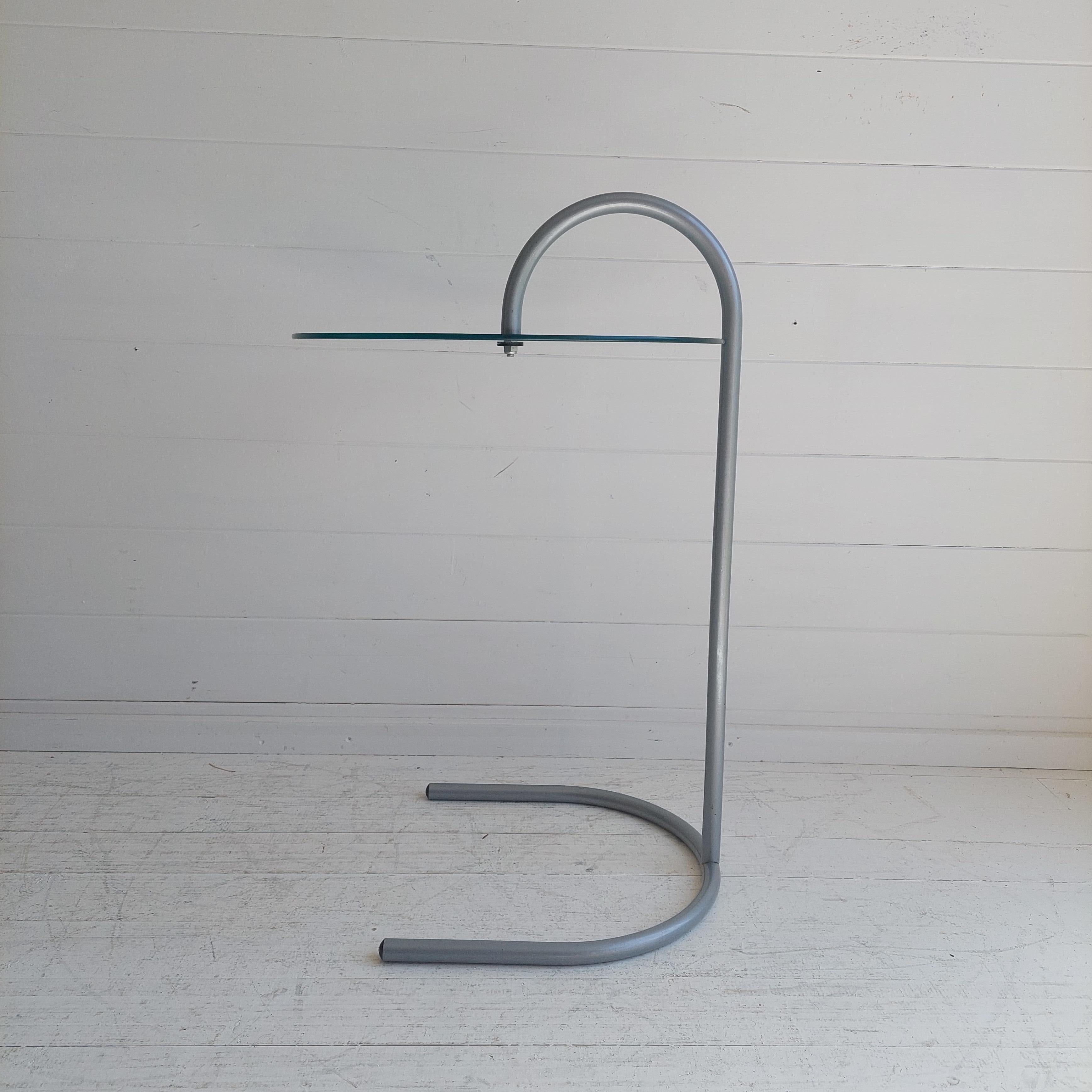 Minimalist Vintage Ikea Ry Glass and Lightweight Aluminum Side Coffee Table, Postmodern, 19