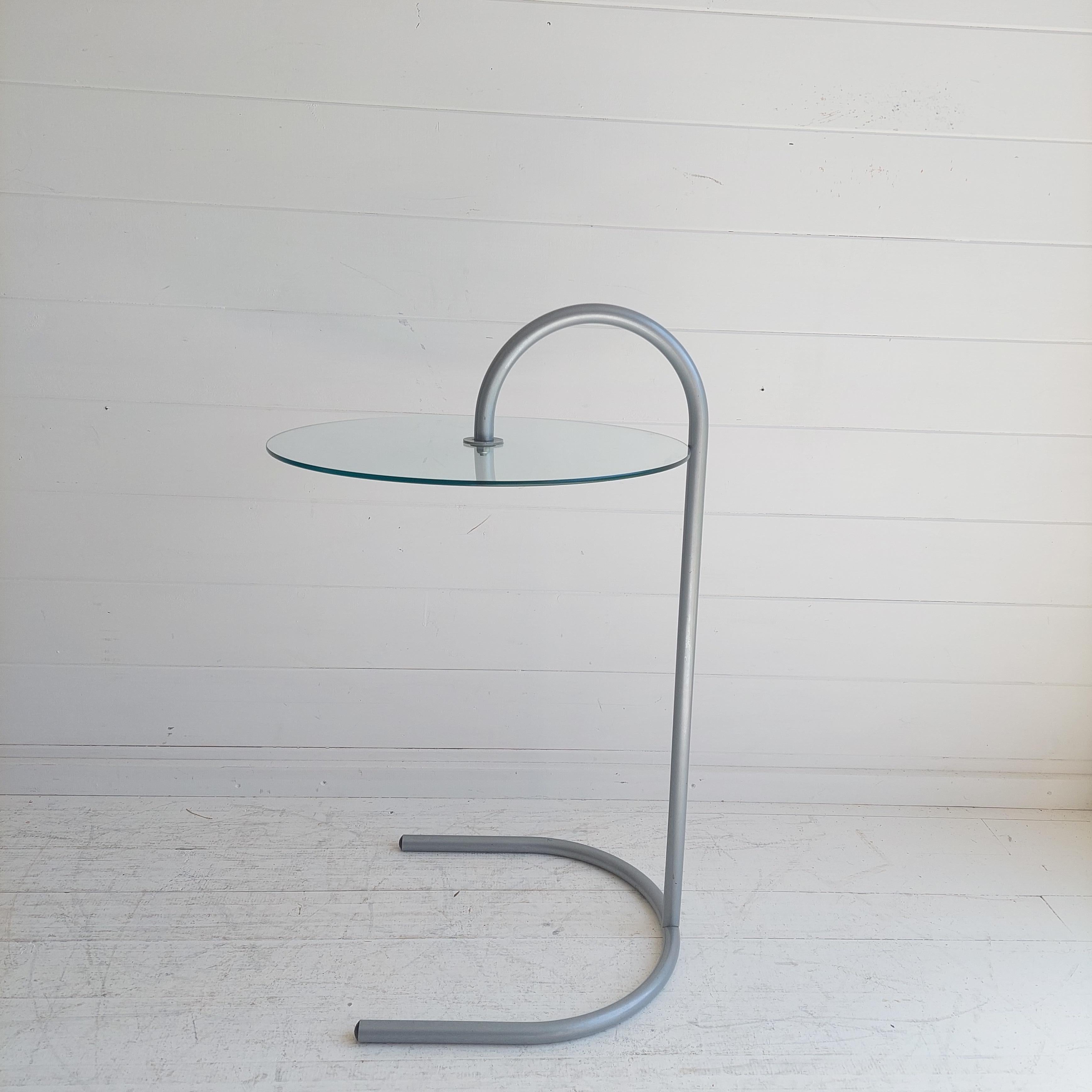 European Vintage Ikea Ry Glass and Lightweight Aluminum Side Coffee Table, Postmodern, 19