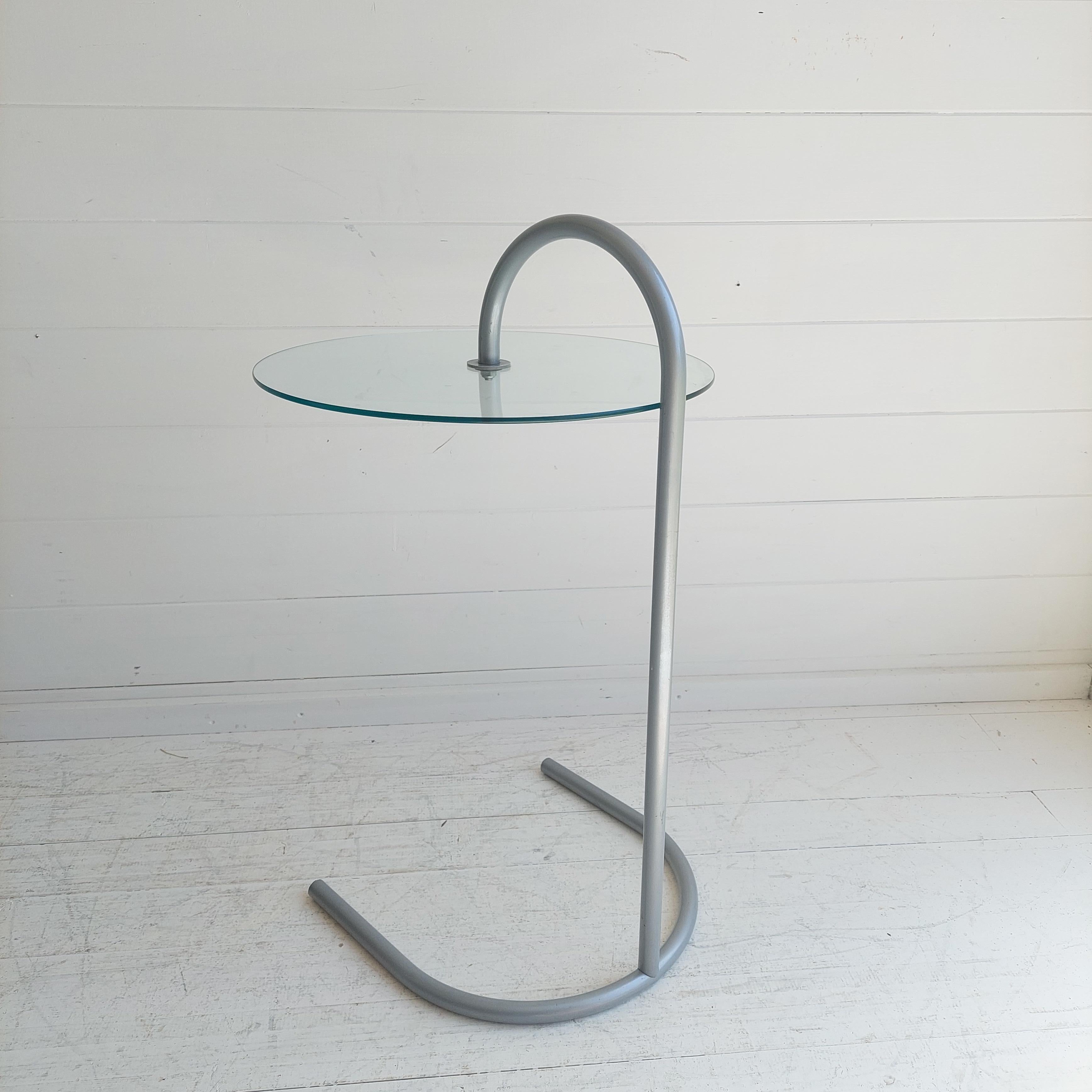 Vintage Ikea Ry Glass and Lightweight Aluminum Side Coffee Table, Postmodern, 19 In Good Condition In Leamington Spa, GB