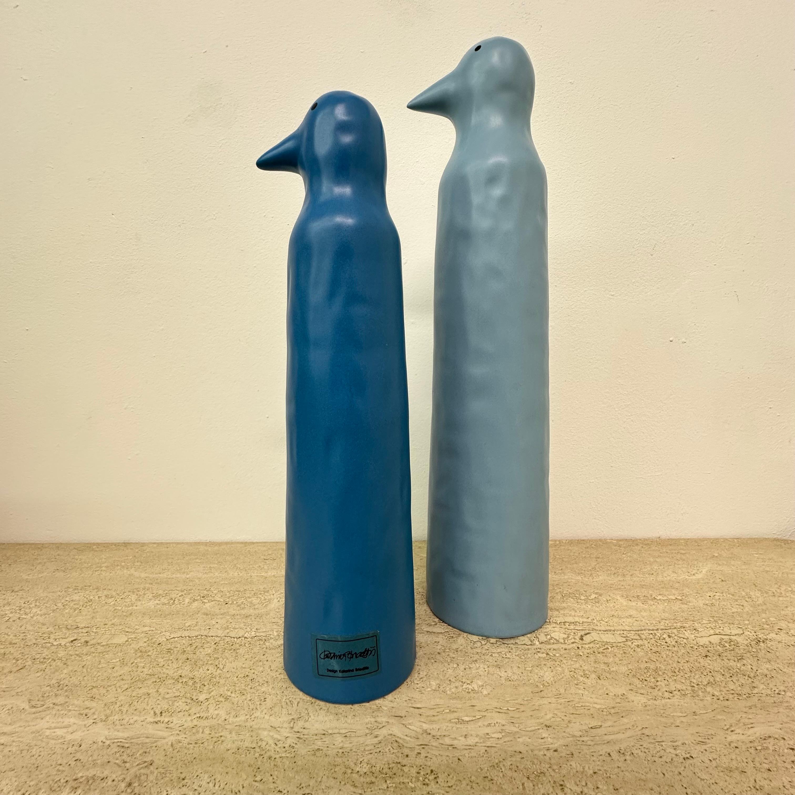 Swedish Vintage Ikea set of 2 ceramic Penguin sculptures by Katarina Brieditis