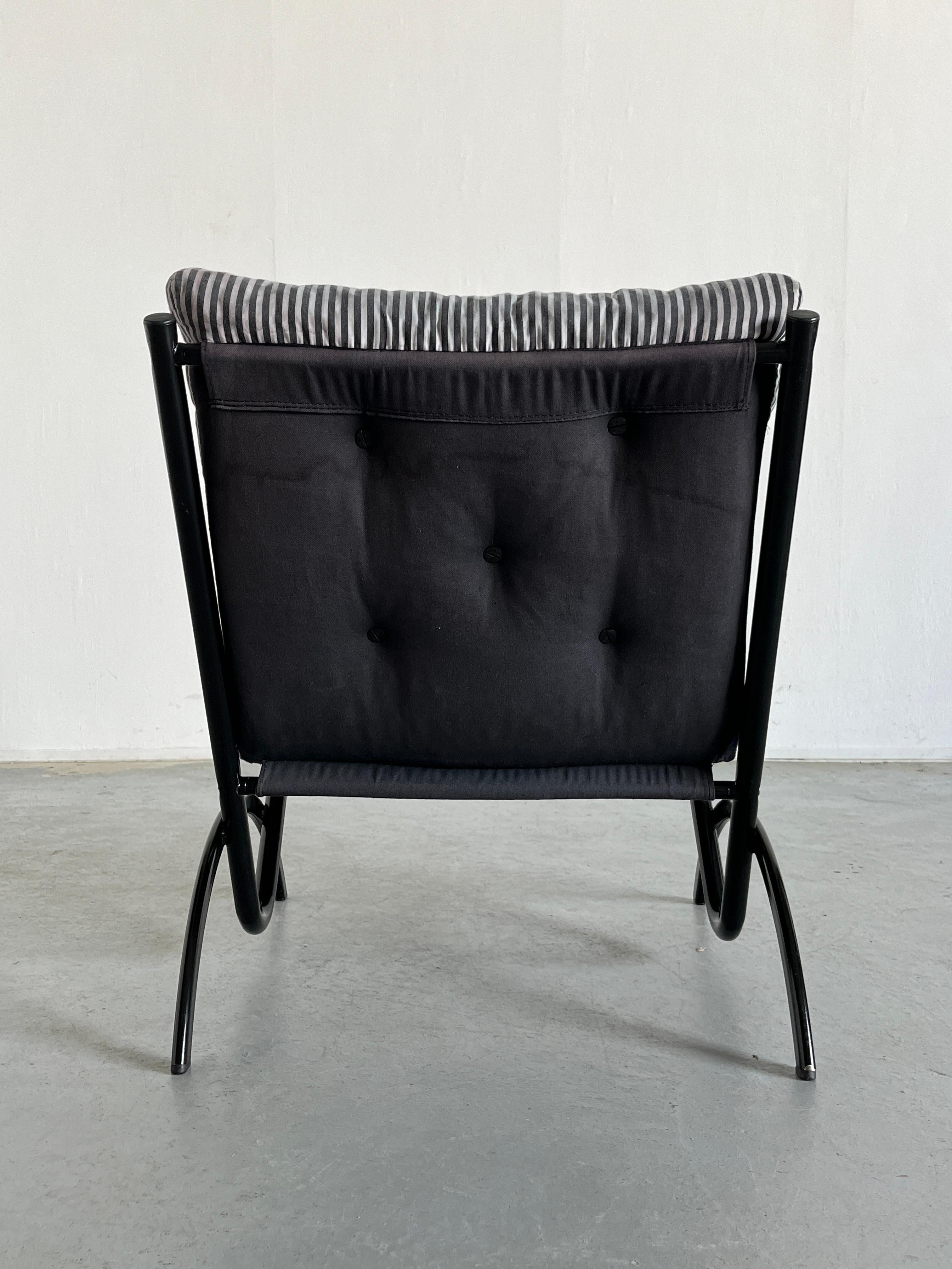 Sillón postmoderno vintage estilo Ikea Memphis, tela a rayas, años 80 3