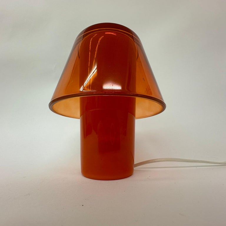 Vintage ikea table lamp Gavik Orange Glass , 1990's at