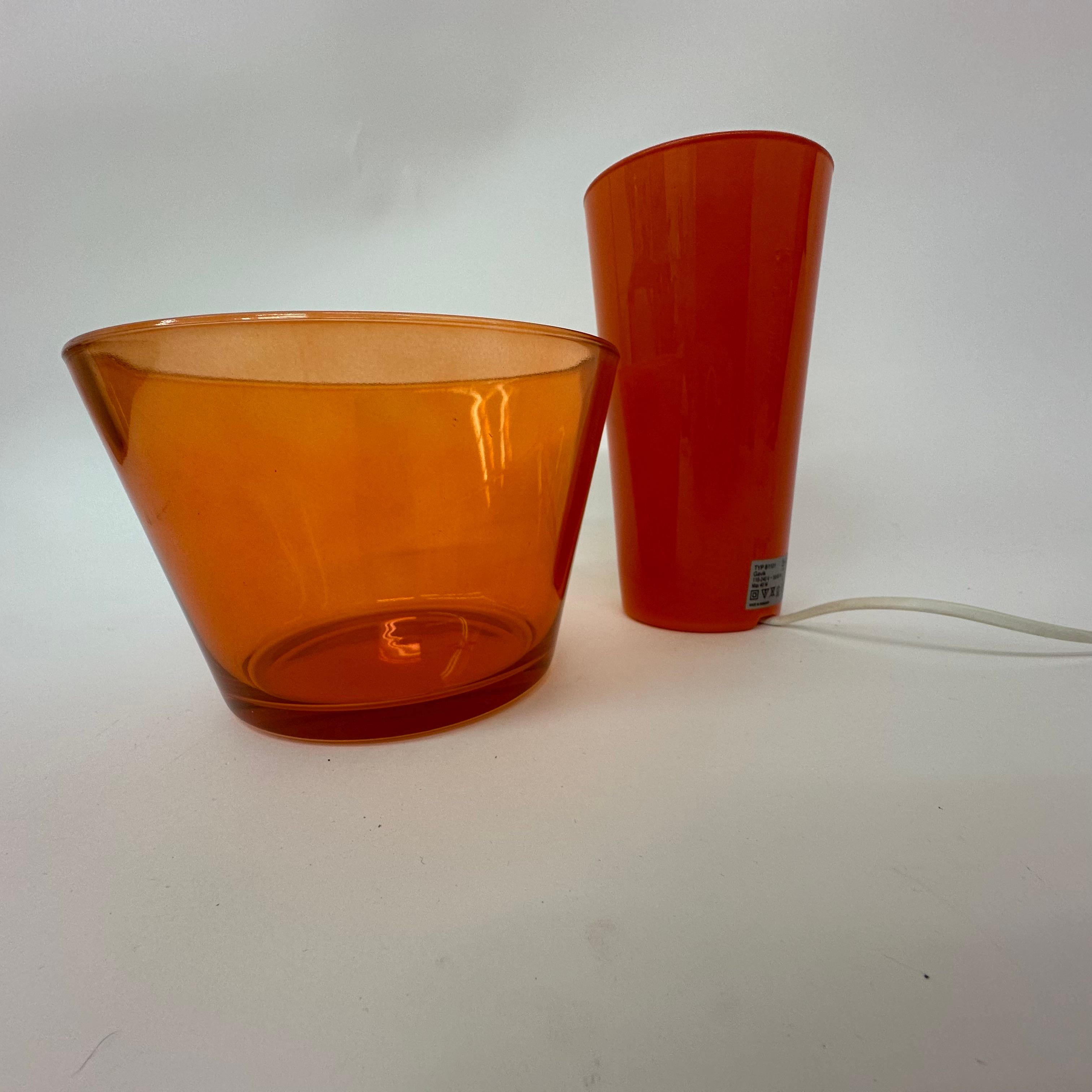 Vintage ikea table lamp Gavik Orange Glass , 1990’s 5