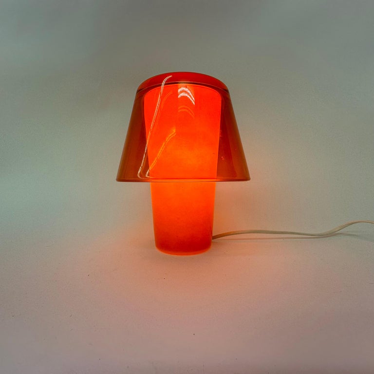 Vintage ikea table lamp Gavik Orange Glass , 1990's at