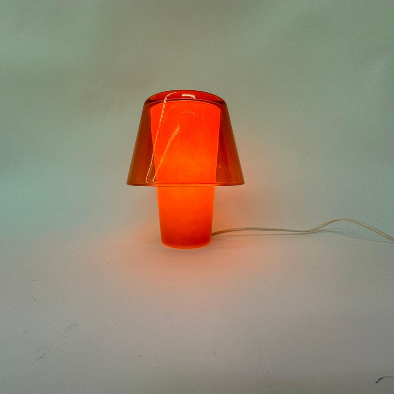 Vintage ikea table lamp Gavik Orange Glass , 1990's at
