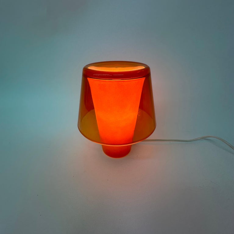 Vintage ikea table lamp Gavik Orange Glass , 1990's at