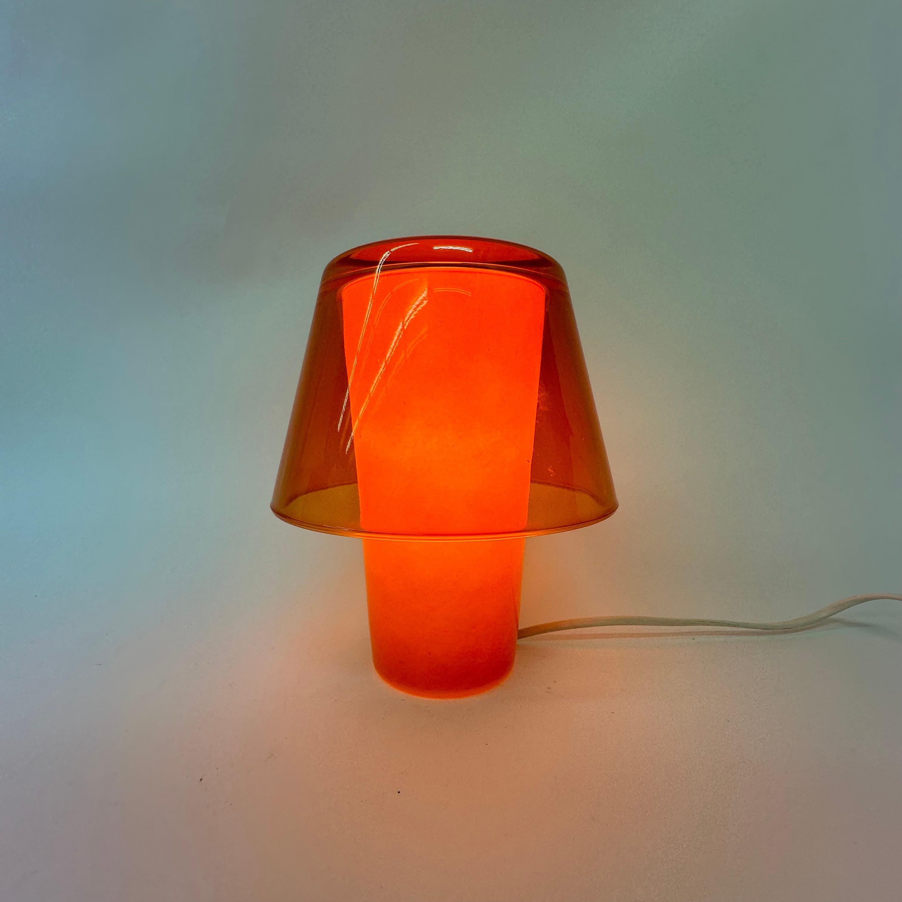 Swedish Vintage ikea table lamp Gavik Orange Glass , 1990’s