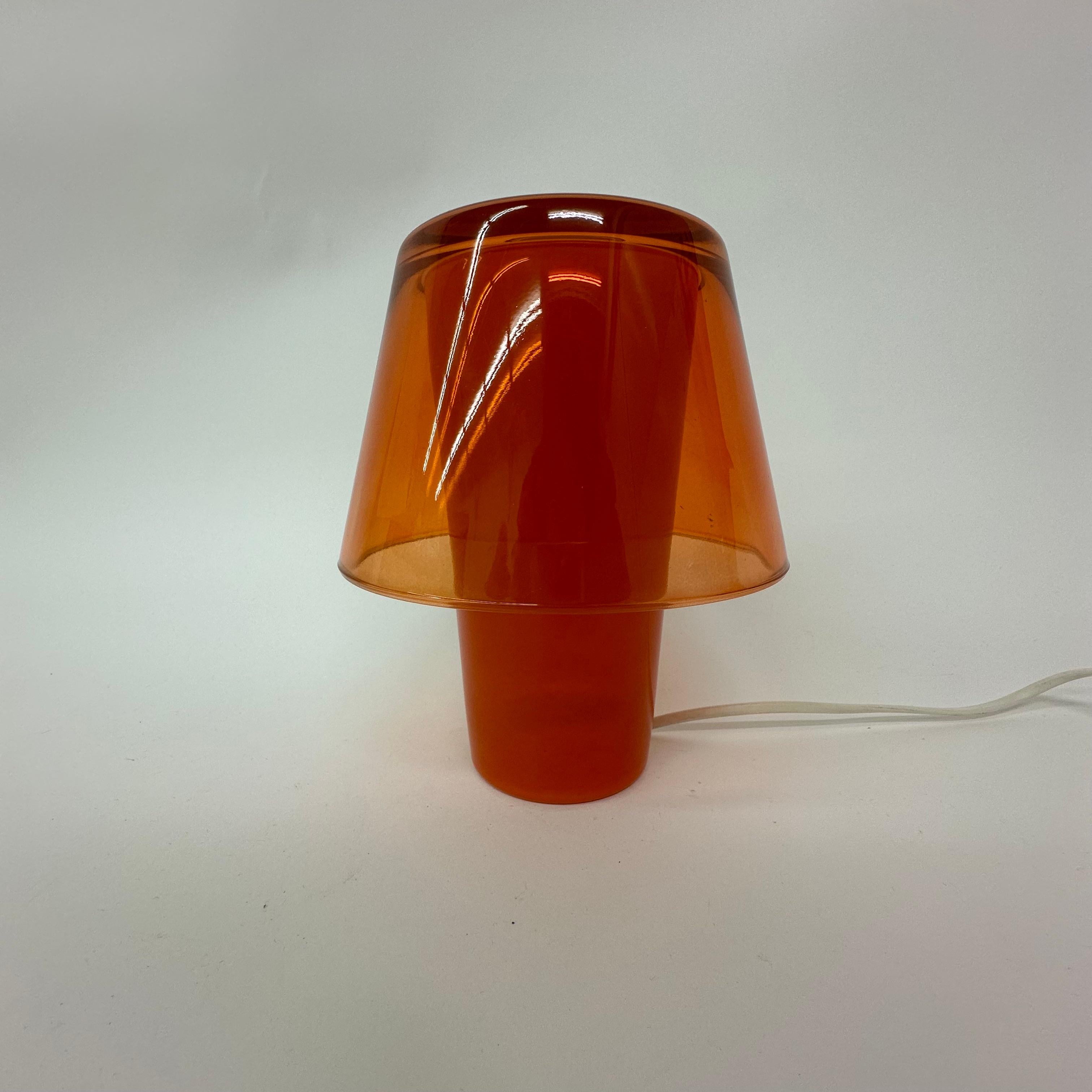 Vintage ikea table lamp Gavik Orange Glass , 1990’s In Good Condition In Delft, NL