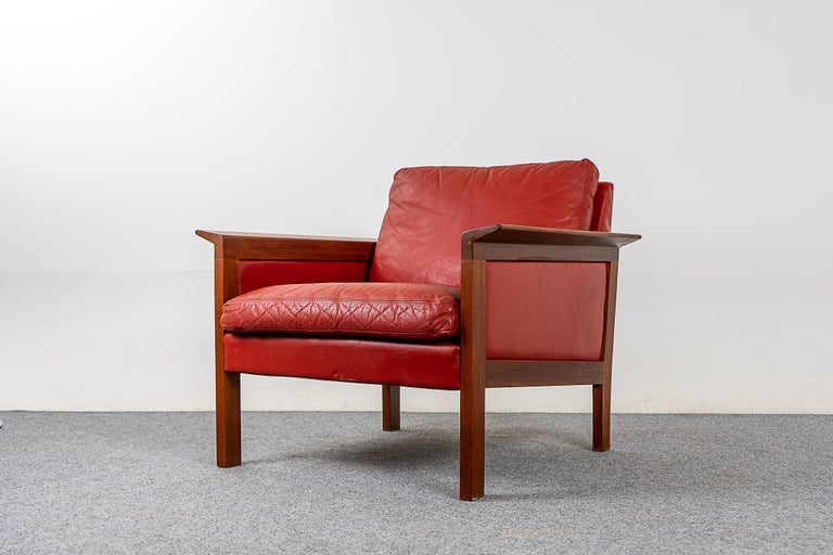 Vintage Ikea Teak and Leather "Skanor" Lounge Chair by Gillis Lundgren