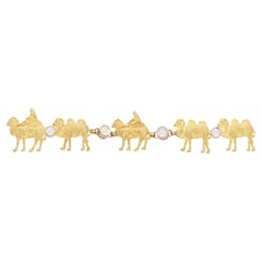 Vintage Ikeda Keiko Diamond Camel Brooch in 18k Yellow Gold