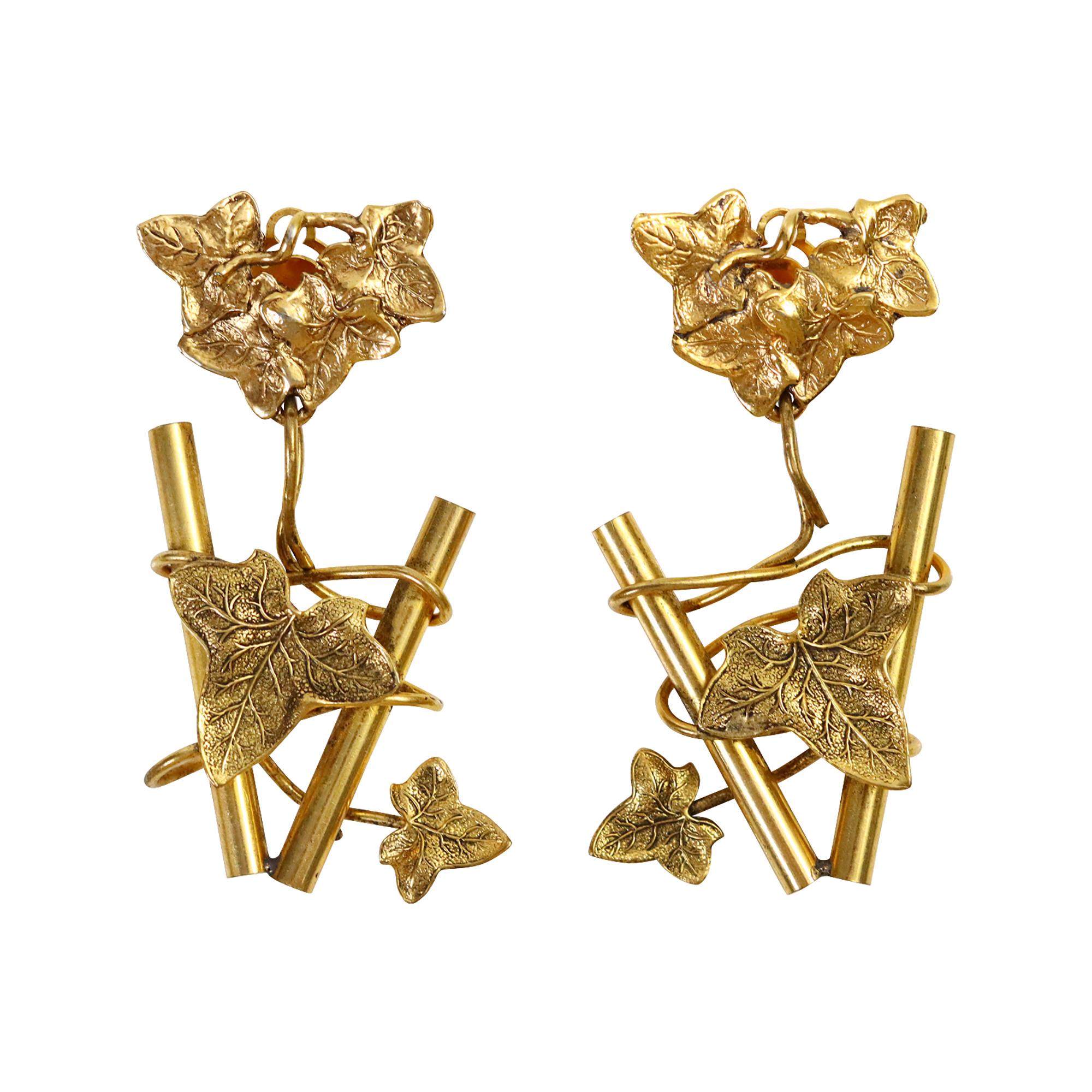 Vintage Ikuo Ichimori Paris Clip-On Dangle Earrings, Circa 1970s
