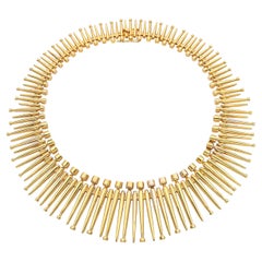 Vintage Ilias Lalaounis 18k Yellow Gold Graduated Spike Necklace
