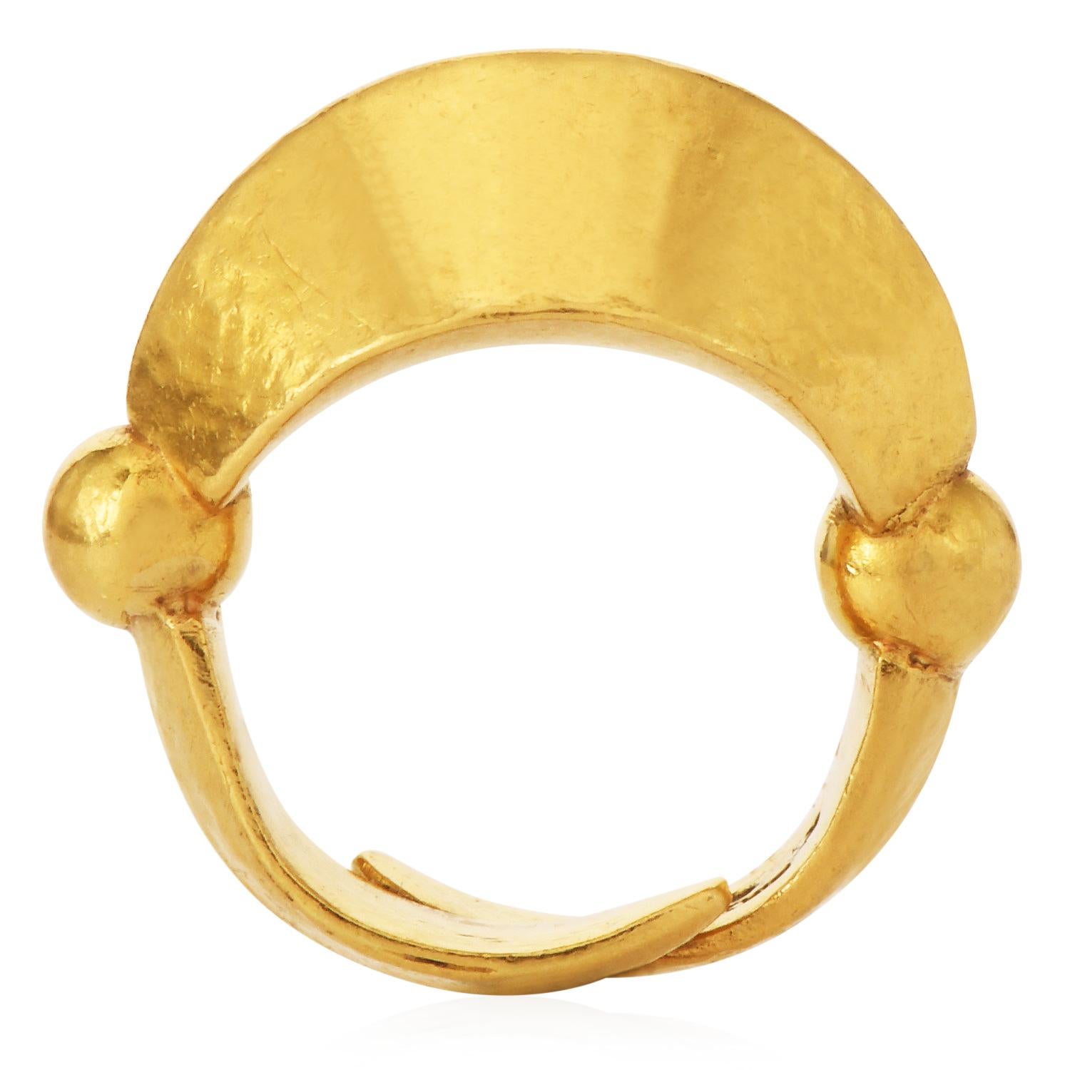 Women's Vintage Ilias Lalaounis 22K Gold Hammered Dome Statement Ring