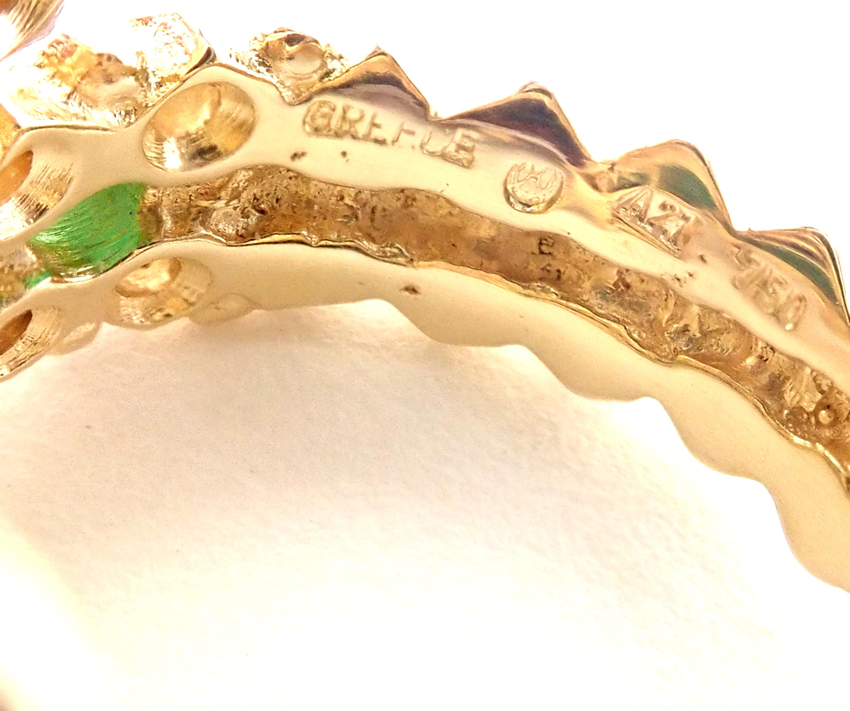 Vintage Ilias Lalaounis Diamond Emerald Yellow Gold Band Ring In Excellent Condition In Holland, PA