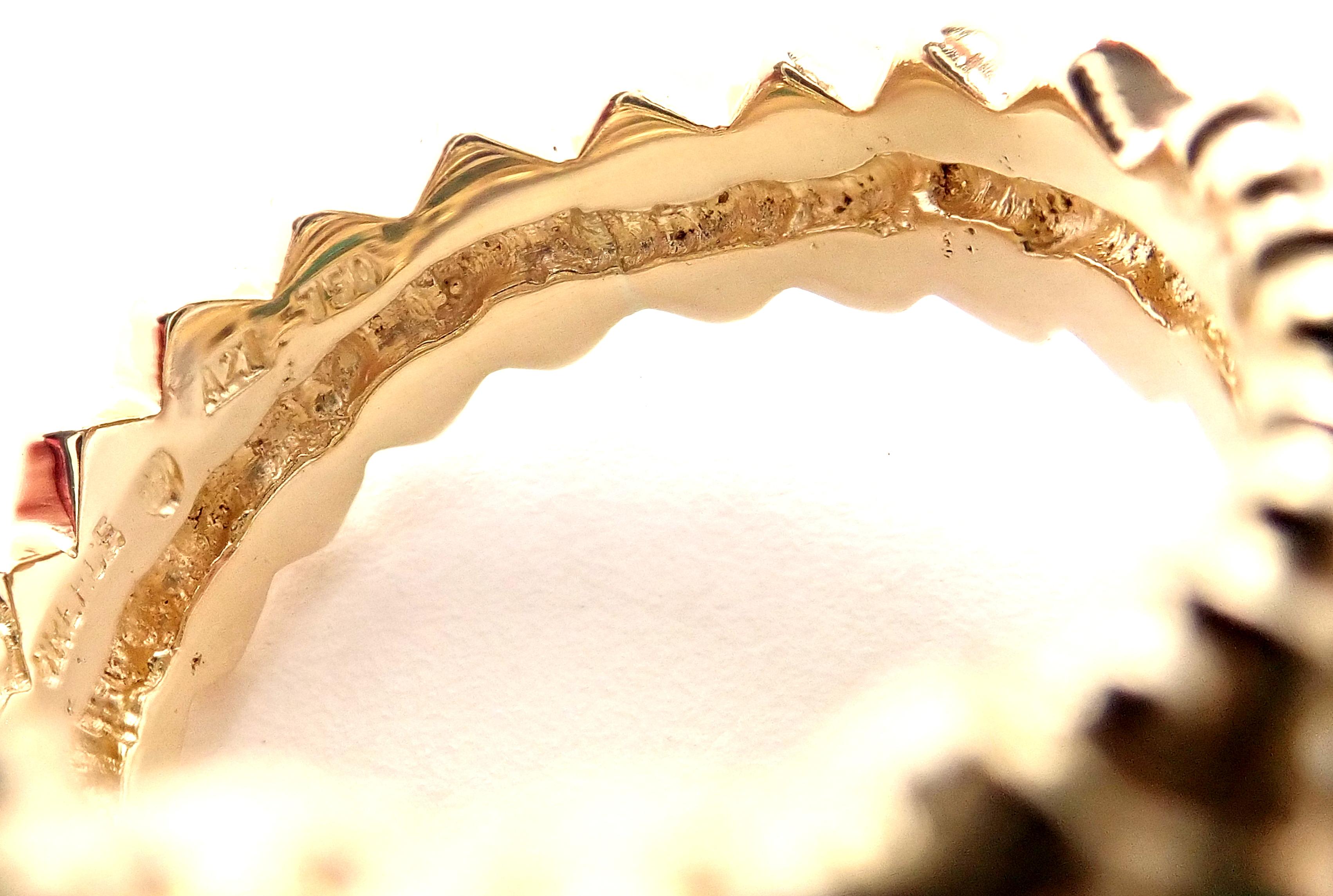 Women's or Men's Vintage Ilias Lalaounis Diamond Emerald Yellow Gold Band Ring