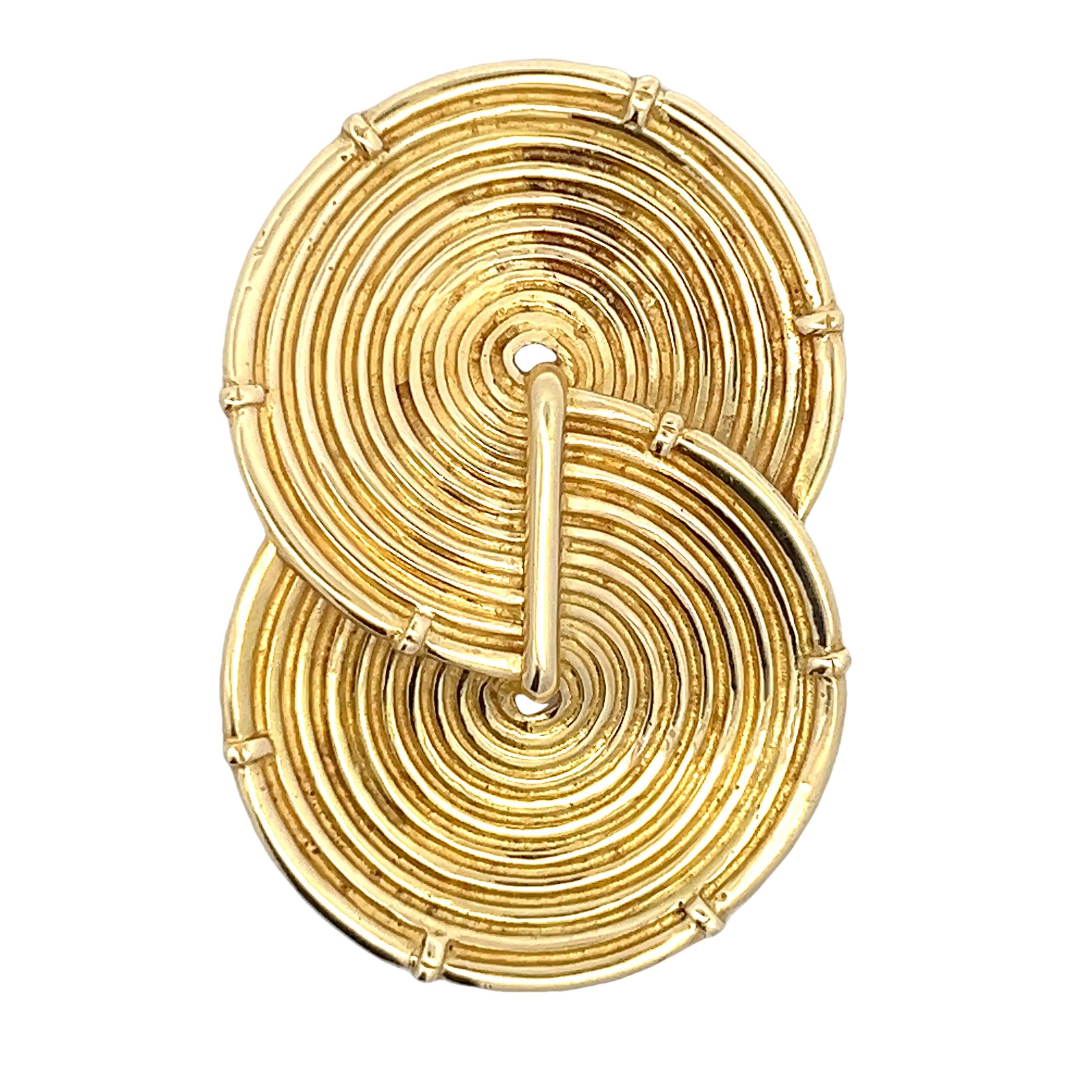 Pendentif double tourbillon vintage Ilias Lalaounis en or jaune 18 carats - Circa 1970s Excellent état - En vente à Miami, FL